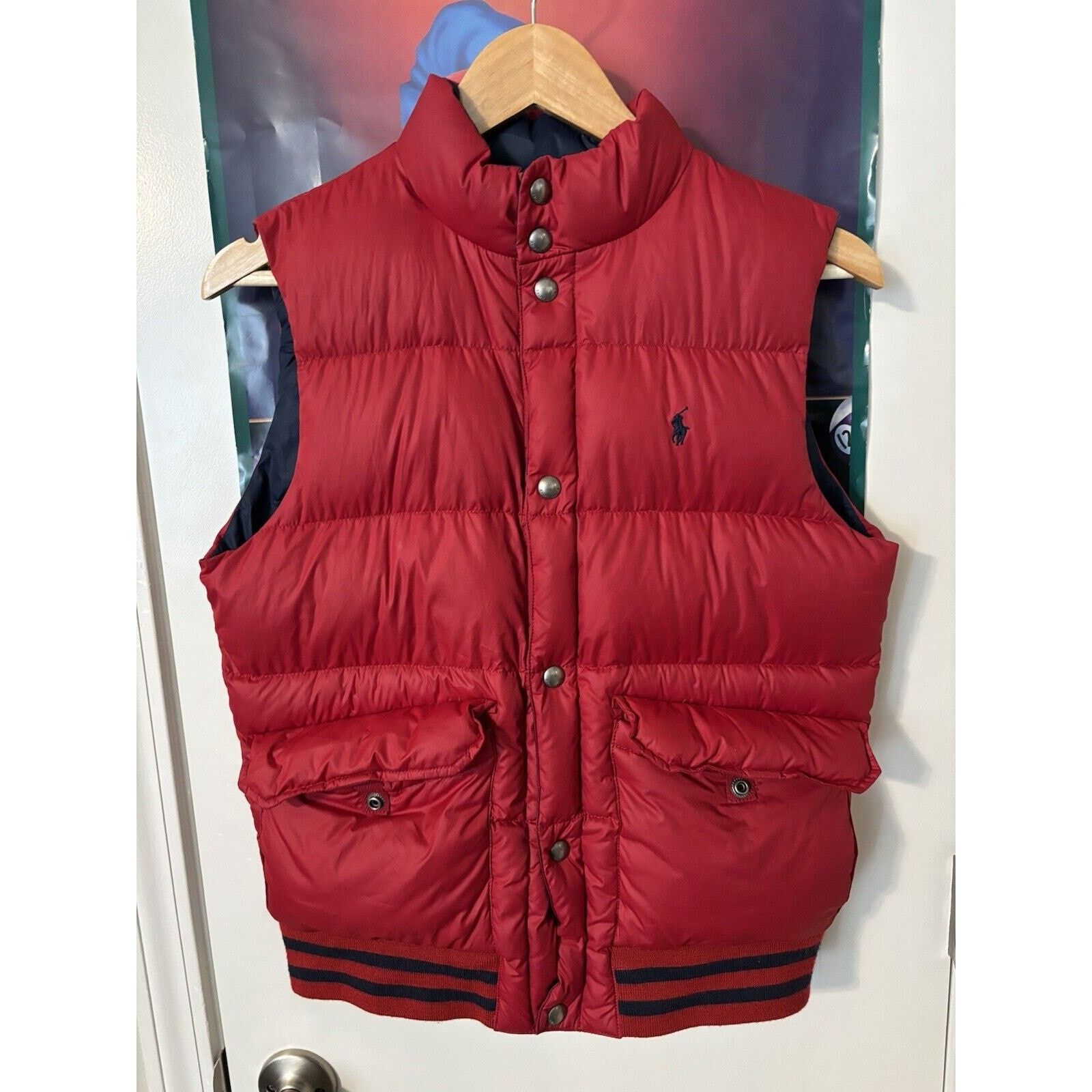 VTG Polo Ralph Lauren Reversible Down Puffer Vest Navy Blue