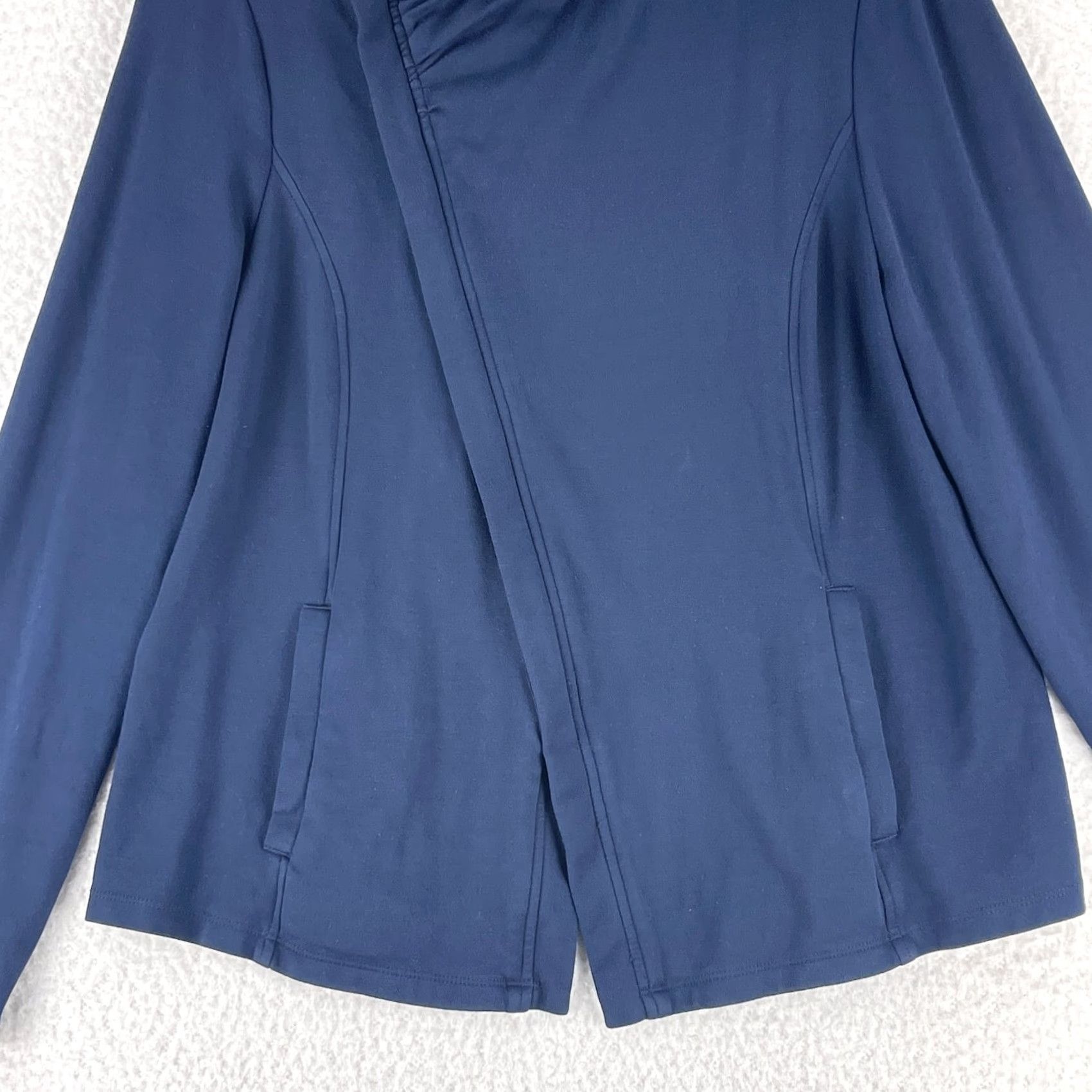Vintage Christopher & Banks Womens Sweater Petites Zip Up Blue Knit Size PL Long Sleeve - Bag/City/Designer Style, All Seasons, Pocket Size L / US 10 / IT 46 - 5 Thumbnail