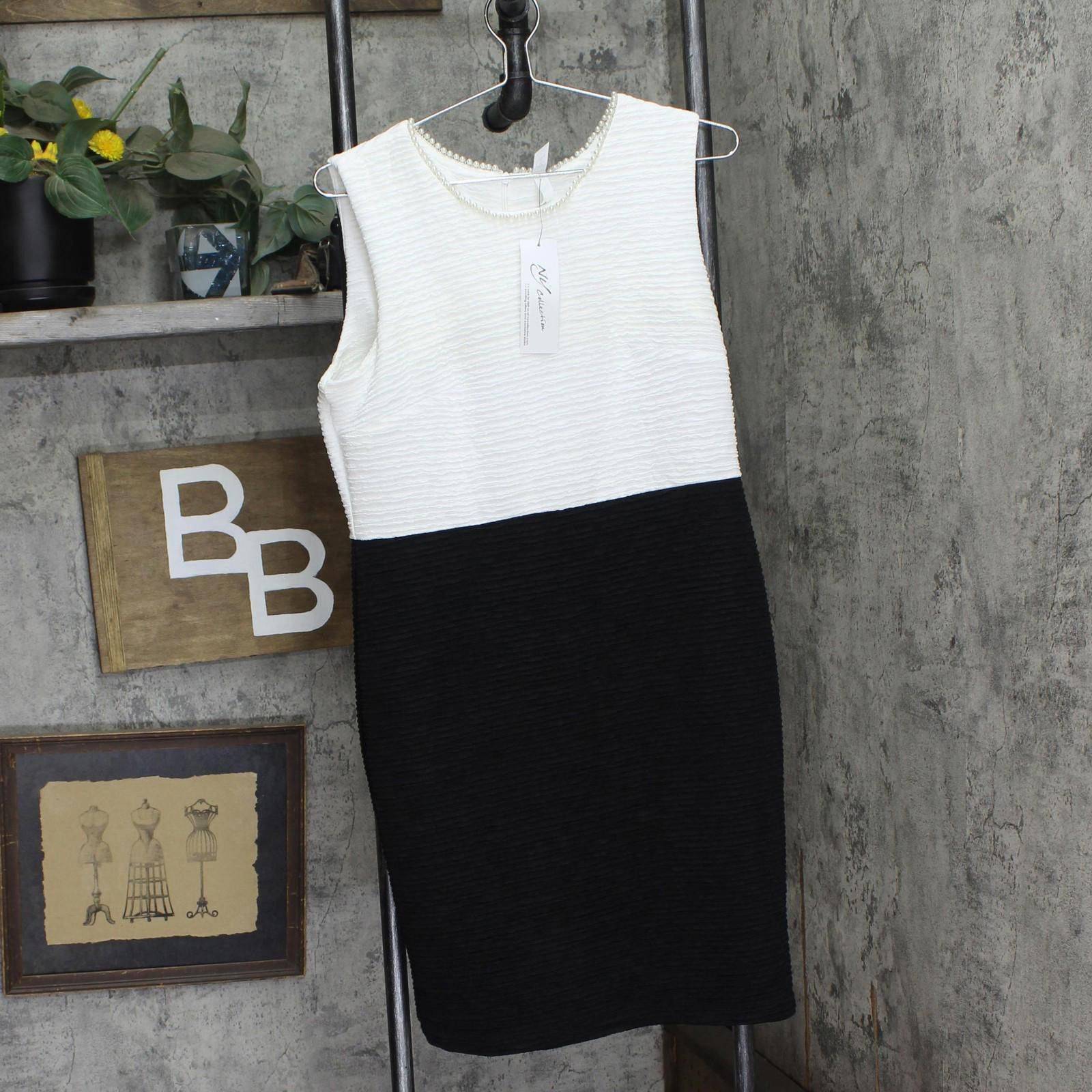 Other Nwt Ny Collection Knit Dress Set Ptxd2798 Black / White 14p Size XL / US 12-14 / IT 48-50 - 5 Thumbnail