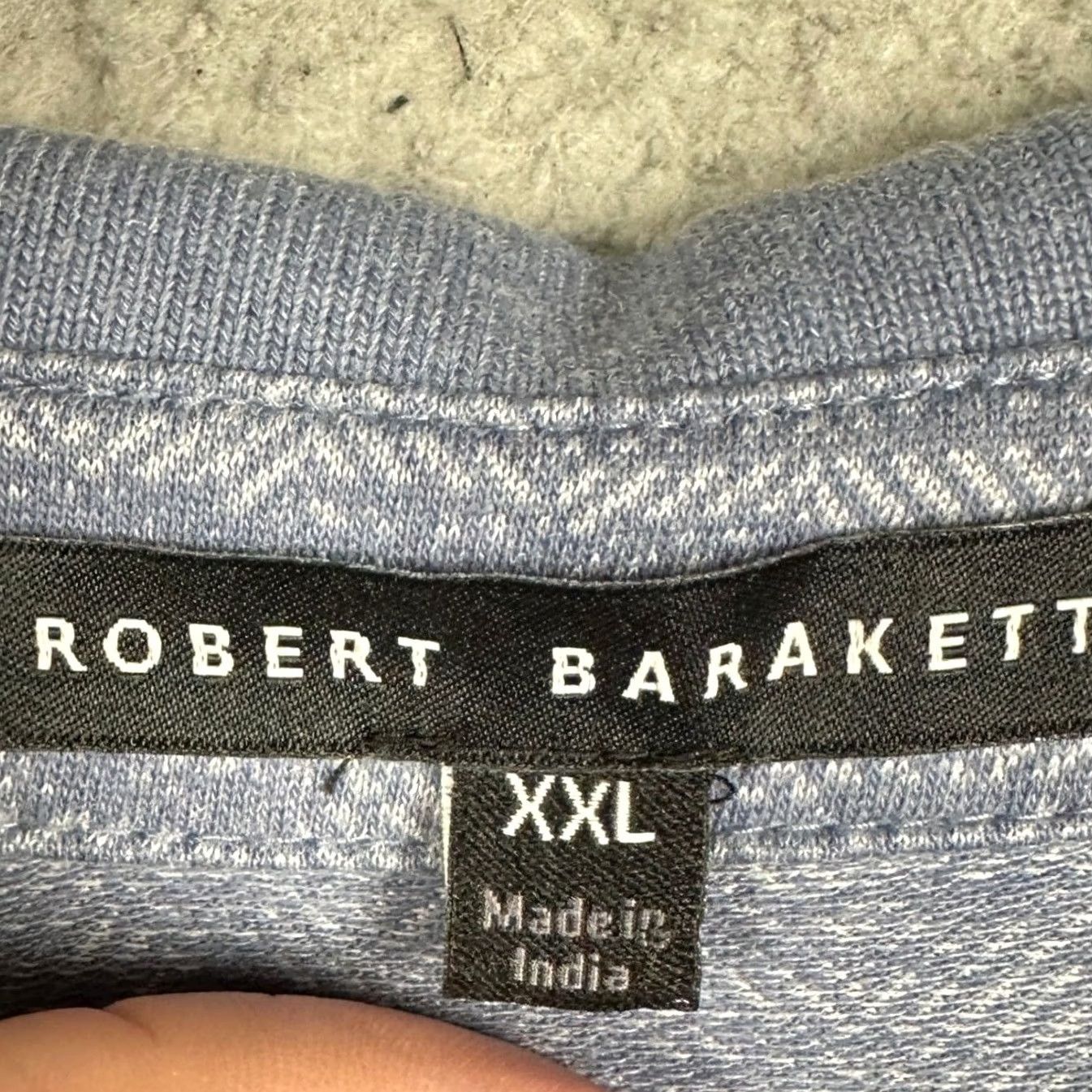 Vintage Robert Barakett Polo Shirt Mens 2XL Blue Herringbone Short Sleeve Golf Rugby Polo Shirt Mens 2XL Blue Size US XXL / EU 58 / 5 - 4 Thumbnail