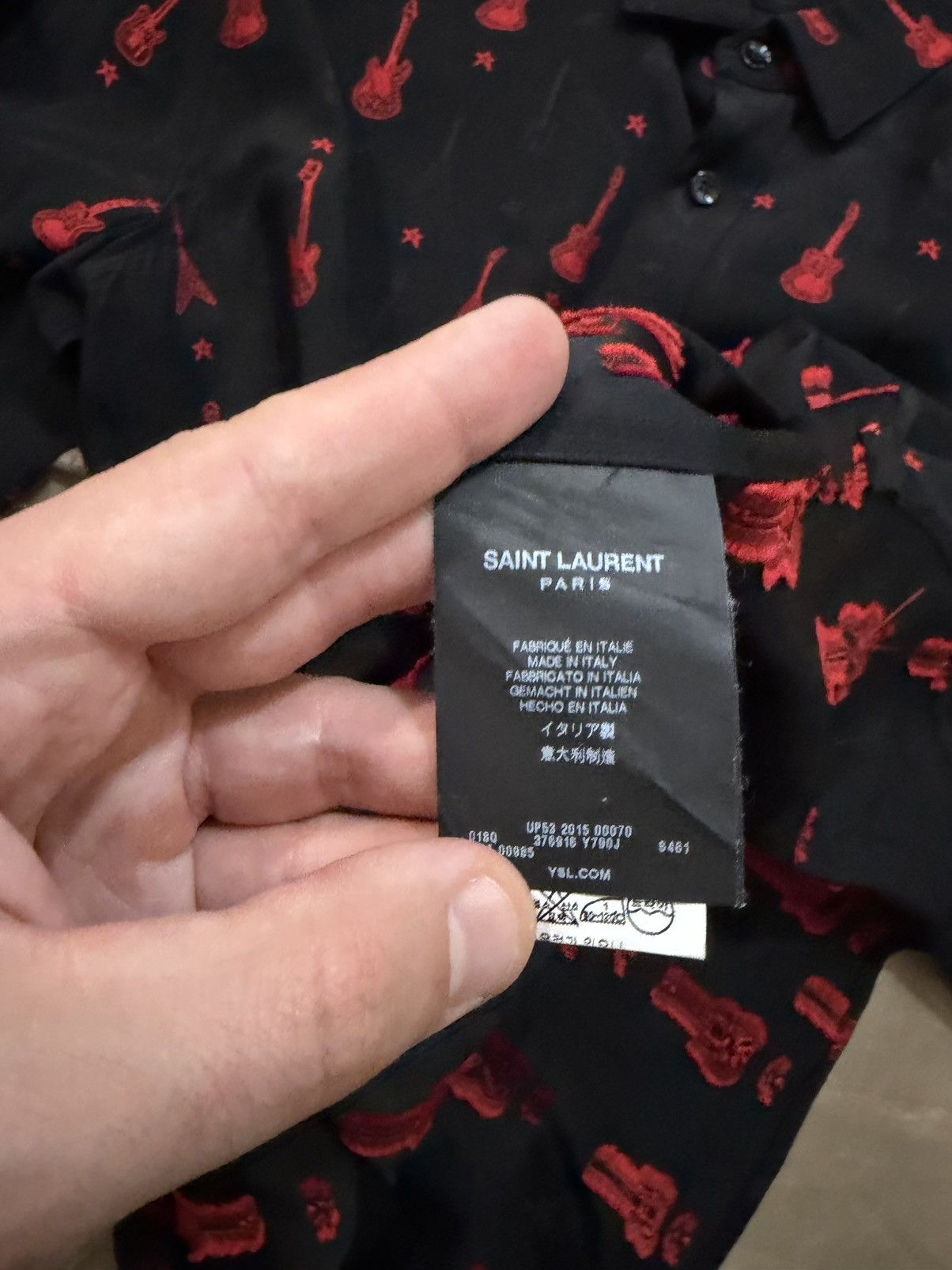 Saint Laurent Paris Saint Laurent guitar embroidered woven shirt size 15 3/4(40) Size US M / EU 48-50 / 2 - 6 Thumbnail