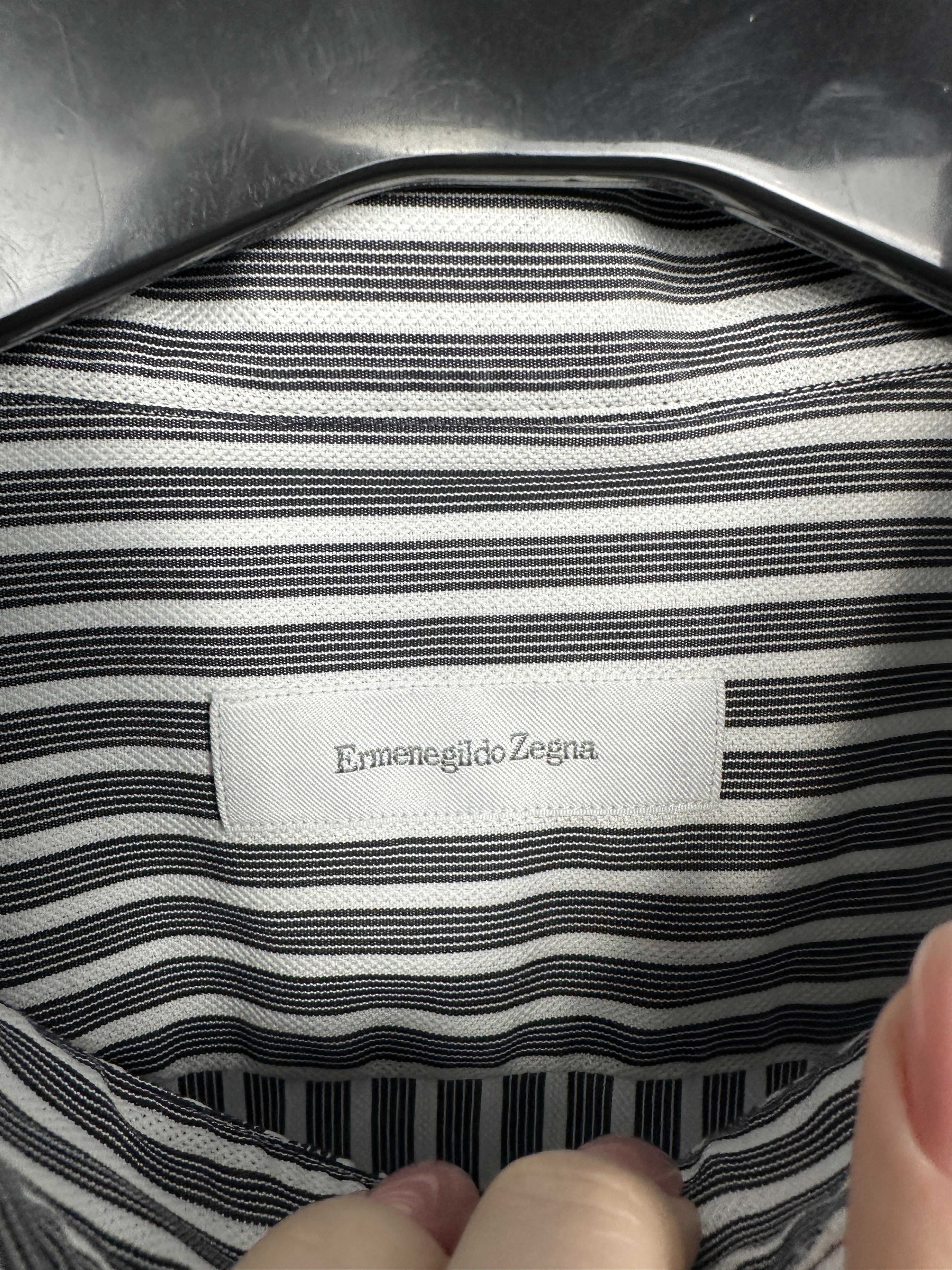 Ermenegildo Zegna Ermenegildo Zegna Mens Long Sleeve Striped Shirt Size US XL / EU 56 / 4 - 3 Thumbnail