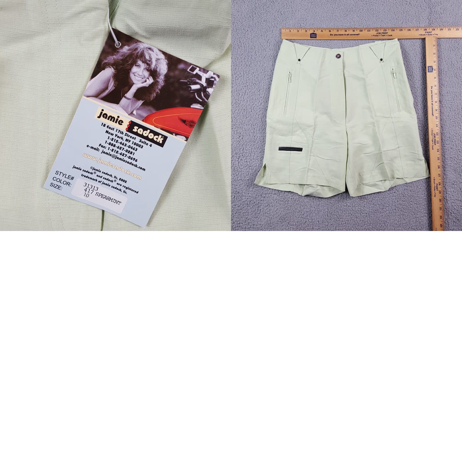 Vintage VINTAGE Jamie Sadock Shorts Women's Chino High Waist 10 Mint Green Y2K 90s 00s Preppy Athletic Casual Summer Size 32" / US 10 / IT 46 - 8 Thumbnail