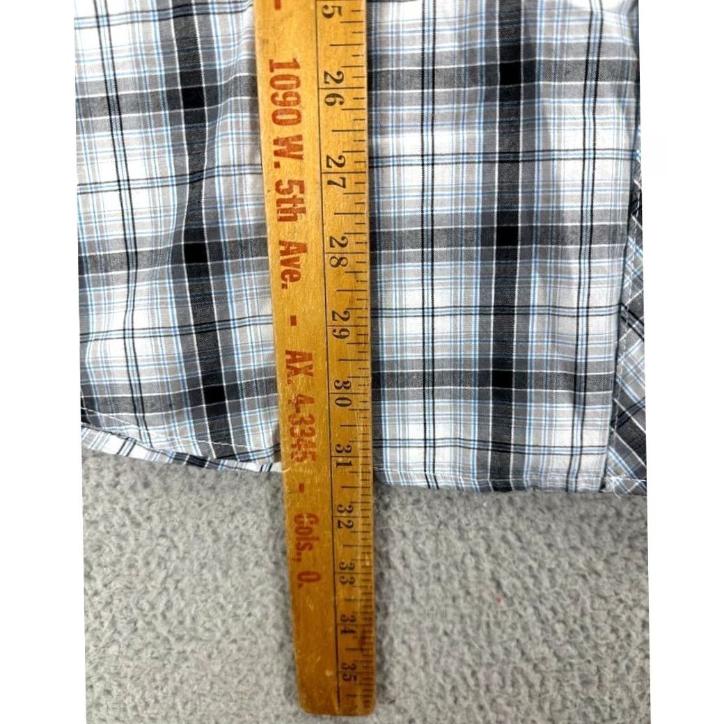 Wrangler Wrangler Wrancher Western Shirt Mens 3X Big Grey Plaid Pearl Snap Cowboy Short Sleeve Shirt Size US XXL / EU 58 / 5 - 6 Thumbnail