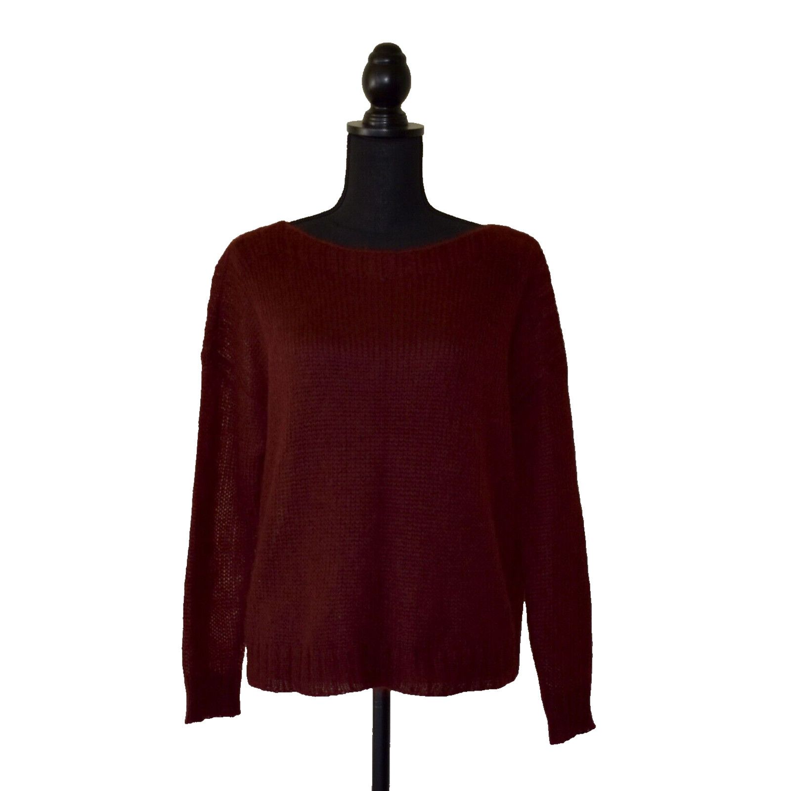 Eileen Fisher EILEEN FISHER Burgundy Mohair Boat Neck Knit Sweater Size S Size S / US 4 / IT 40 - 1 Thumbnail