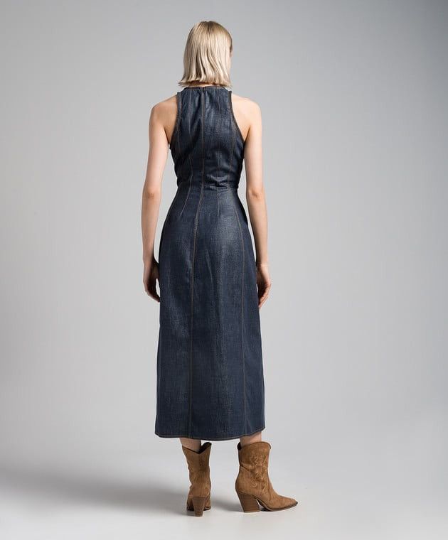 Brunello Cucinelli Brunello cucinelli denim dress with monil chain Size M / US 6-8 / IT 42-44 - 2 Thumbnail