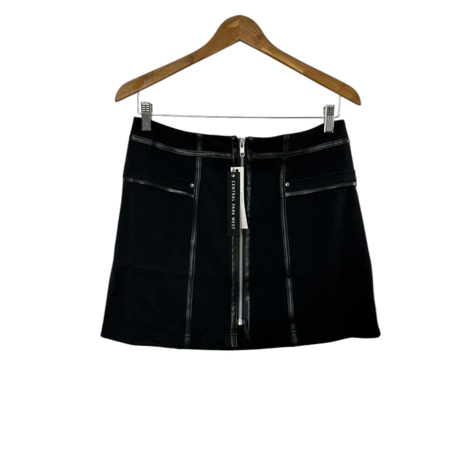 Central Park West Central Park West Black Zip Front Mini Skirt Medium NEW Size 28" / US 6 / IT 42 - 1 Thumbnail