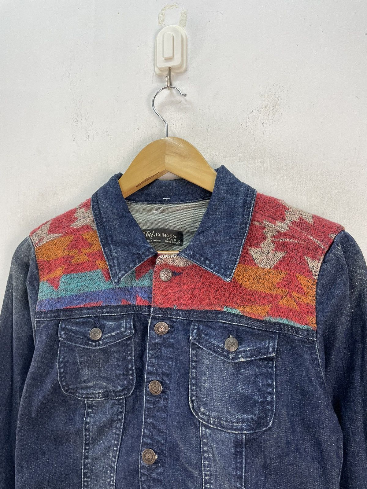 If Six Was Nine × Zara Zara Women Trucker Denim Jacket Native Navajo Patchwork Size S / US 4 / IT 40 - 3 Thumbnail