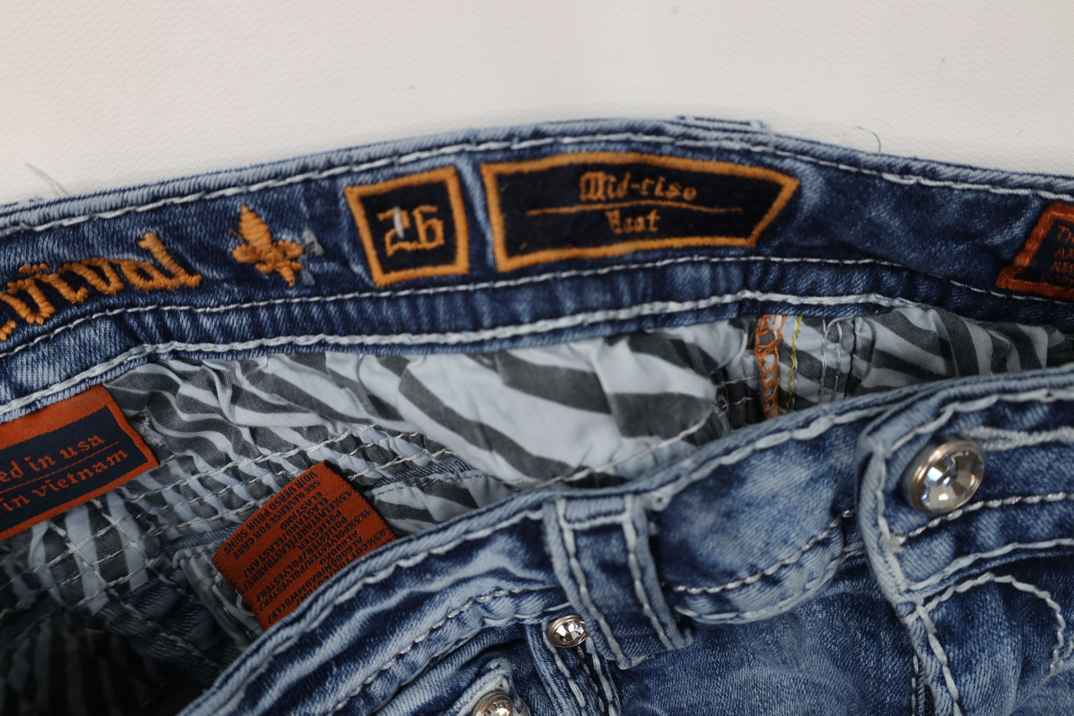 Rock Revival Rock Revival Thick Stitch Jeweled Sundee Bootcut Jeans Blue Size 26" / US 2 / IT 38 - 10 Thumbnail