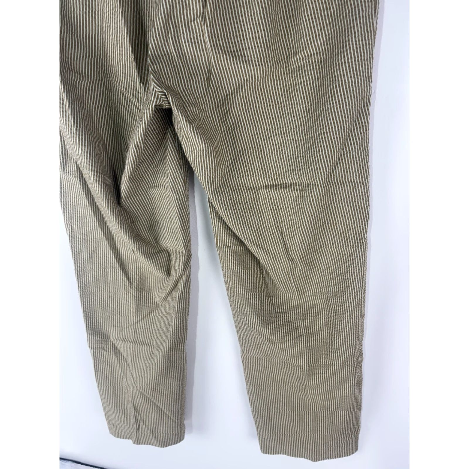 Vintage Harve Benard Women’s Seersucker Dress Pants Size 8 White/Gold City Preppy Fall Winter Straight Fit Size 30" / US 8 / IT 44 - 6 Thumbnail
