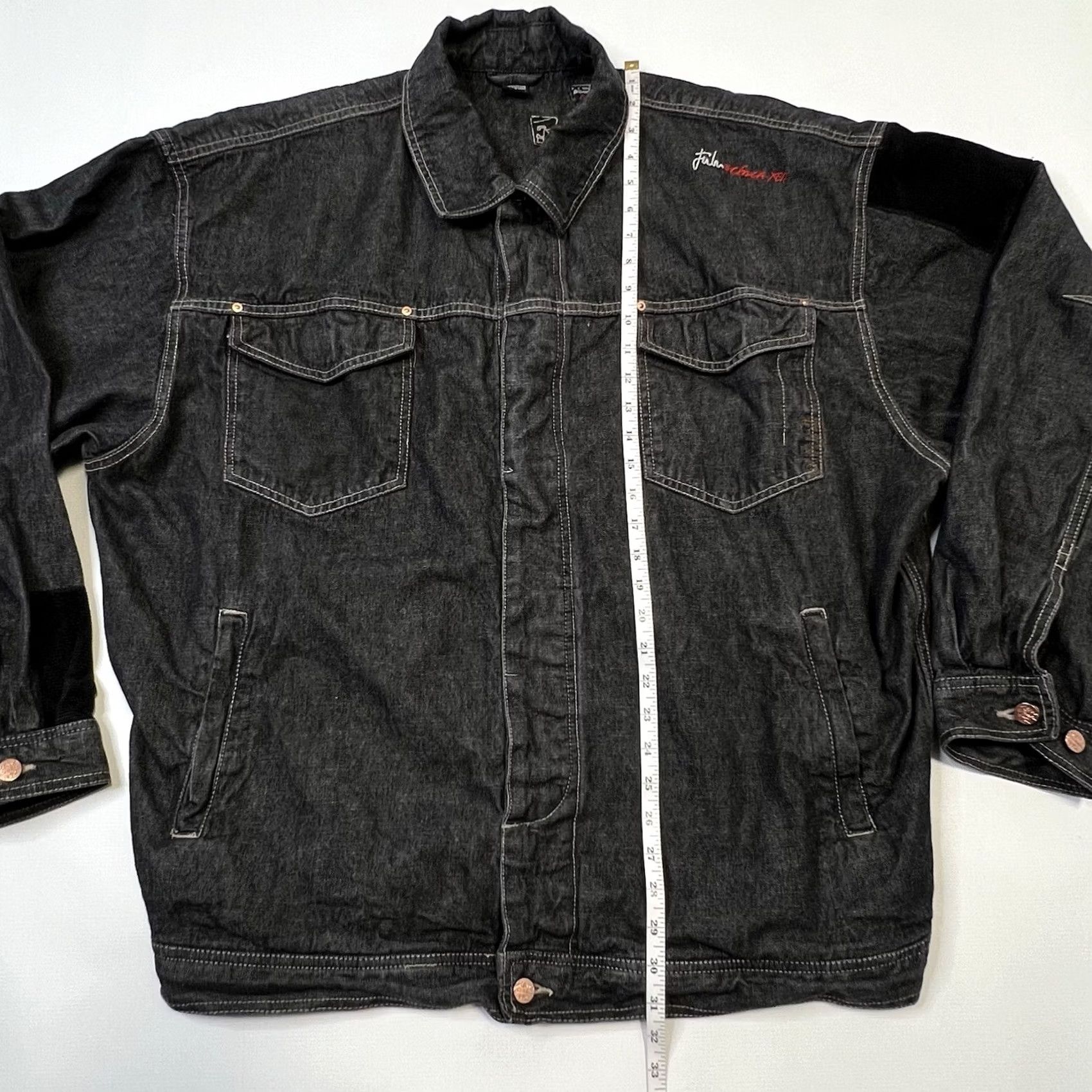Fubu VINTAGE FUBU Jeans Denim Jacket Mens 2XL Black Hip Hop Oversized Retro Jacket Size US 39 - 6 Thumbnail