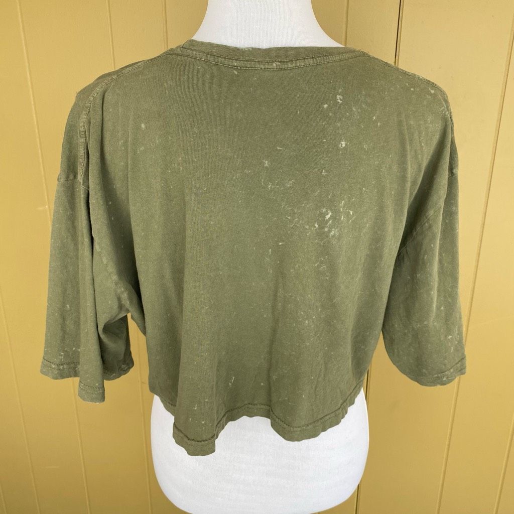 Other Bloom pop women S Crewneck short sleeve crop top olive green w/white dots Size S / US 4 / IT 40 - 7 Thumbnail