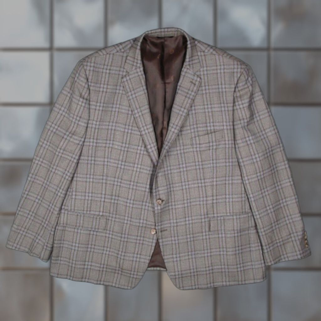 Ralph Lauren Ralph Lauren Blazer Mens 52 Regular Gray Windowpane 2-Button Wool Blend Size 52R - 1 Thumbnail