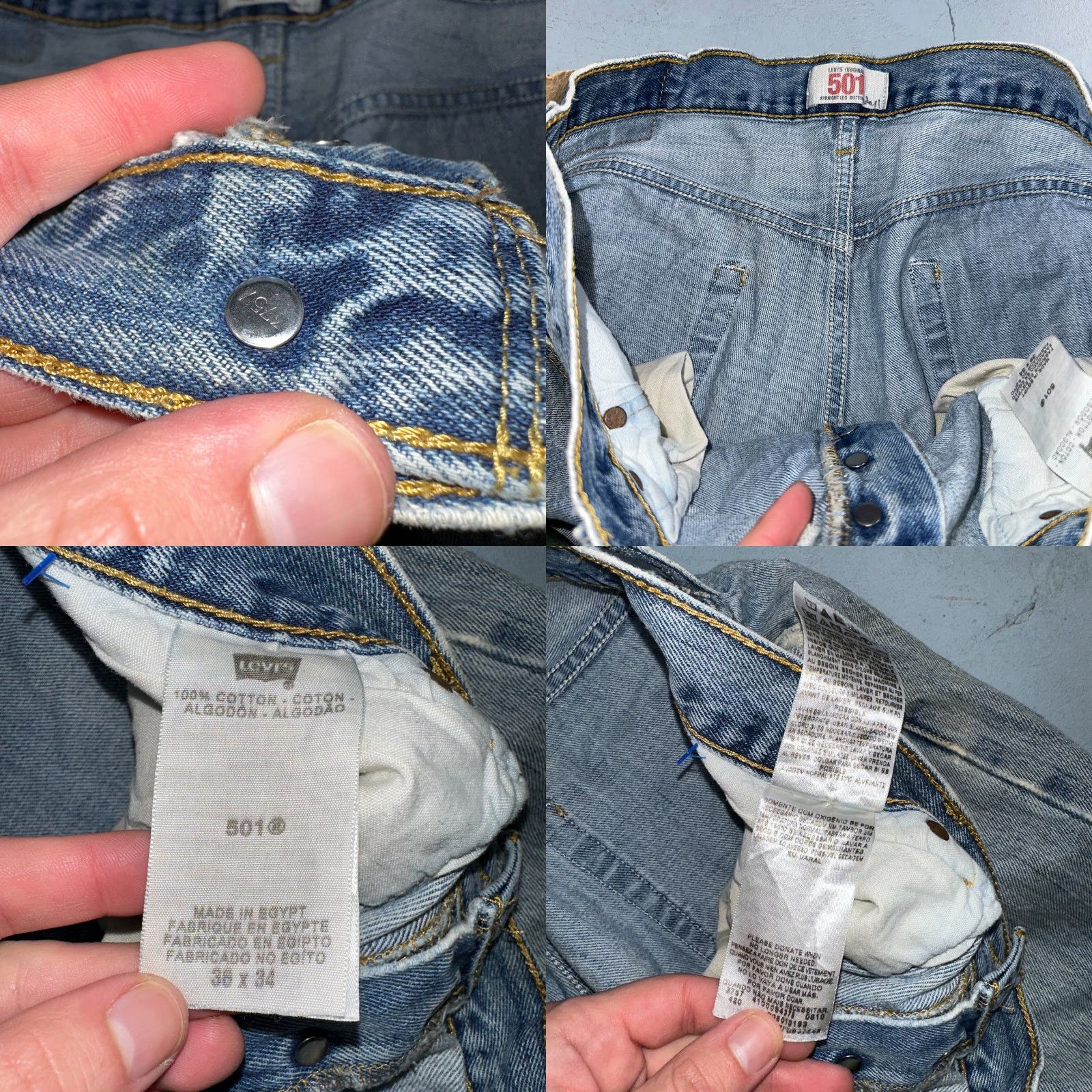 Levi's Levis 501 Jeans Vintage 90s Light Wash Blue Classic Straight Mens Denim 36x34 36x34 Regular 501 Series Shoes? Size US 36 / EU 52 - 9 Thumbnail