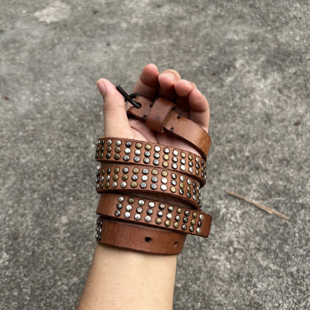 Vintage Vintage studded leather belt (Kapital Style) Size ONE SIZE - 3 Thumbnail