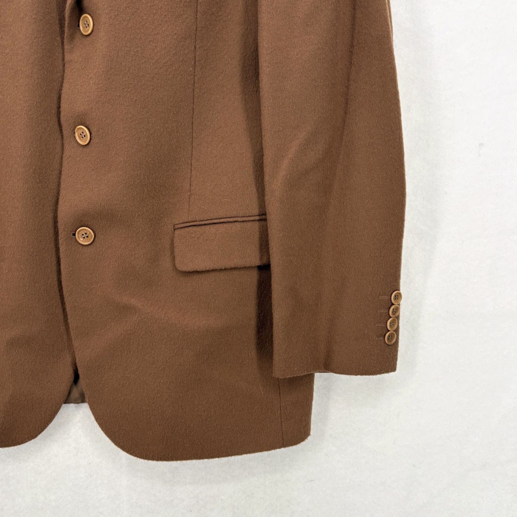 Vintage VINTAGE Flying Cross Sport Coat Jacket Mens 40R Brown Wool Cashmere 3 Button Notch Lapel Single-Breasted Italy Size US XXS / EU 40 - 3 Thumbnail
