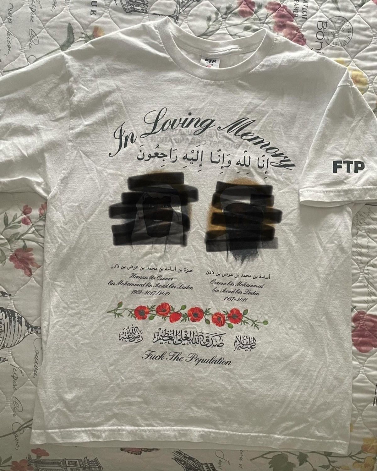 image of Fuck The Population In Loving Memory Ftp in White, Men's (Size Large)