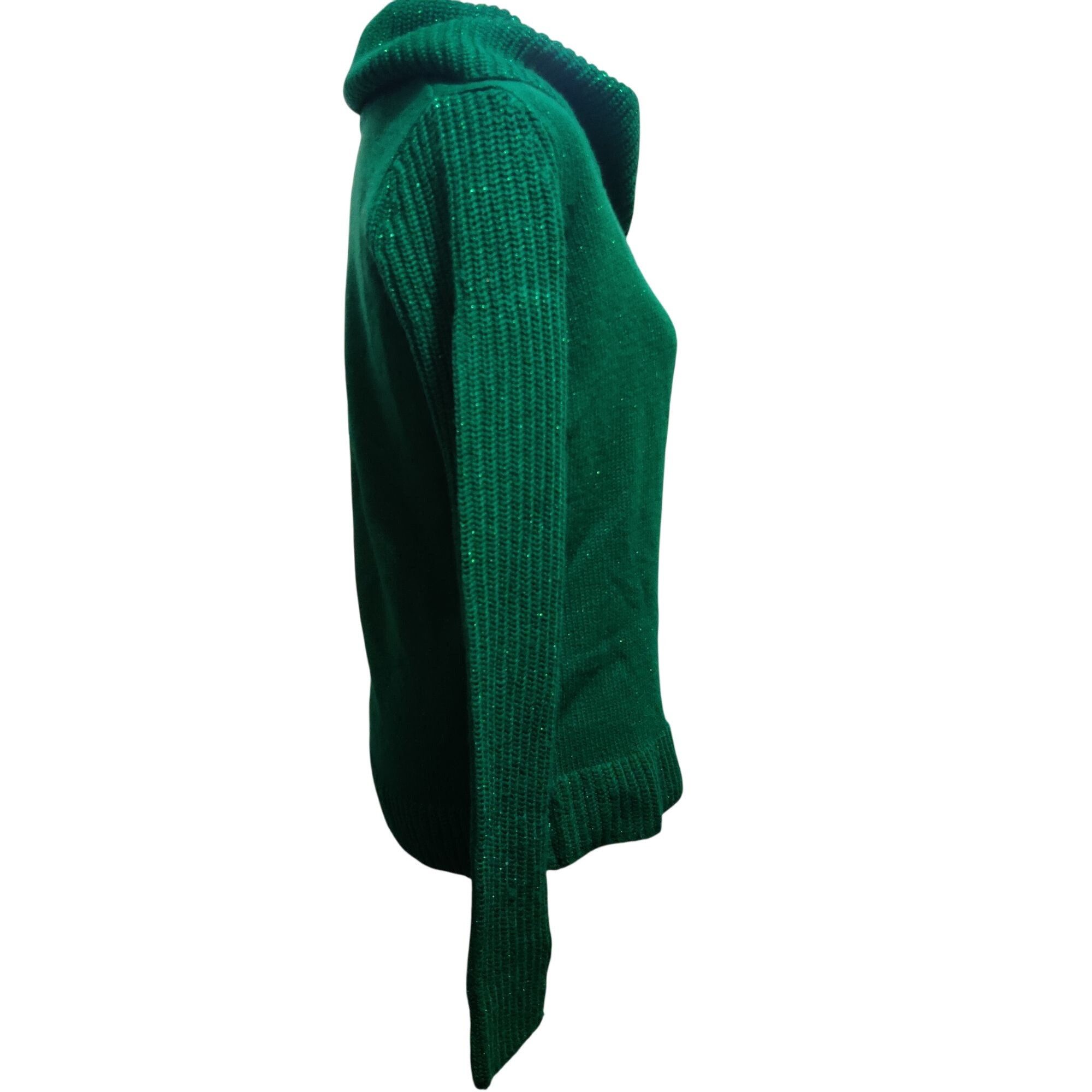 Faded Glory Faded Glory M Green Metallic Cowl Neck Sweater Ribbed Sleeve Size M / US 6-8 / IT 42-44 - 3 Thumbnail