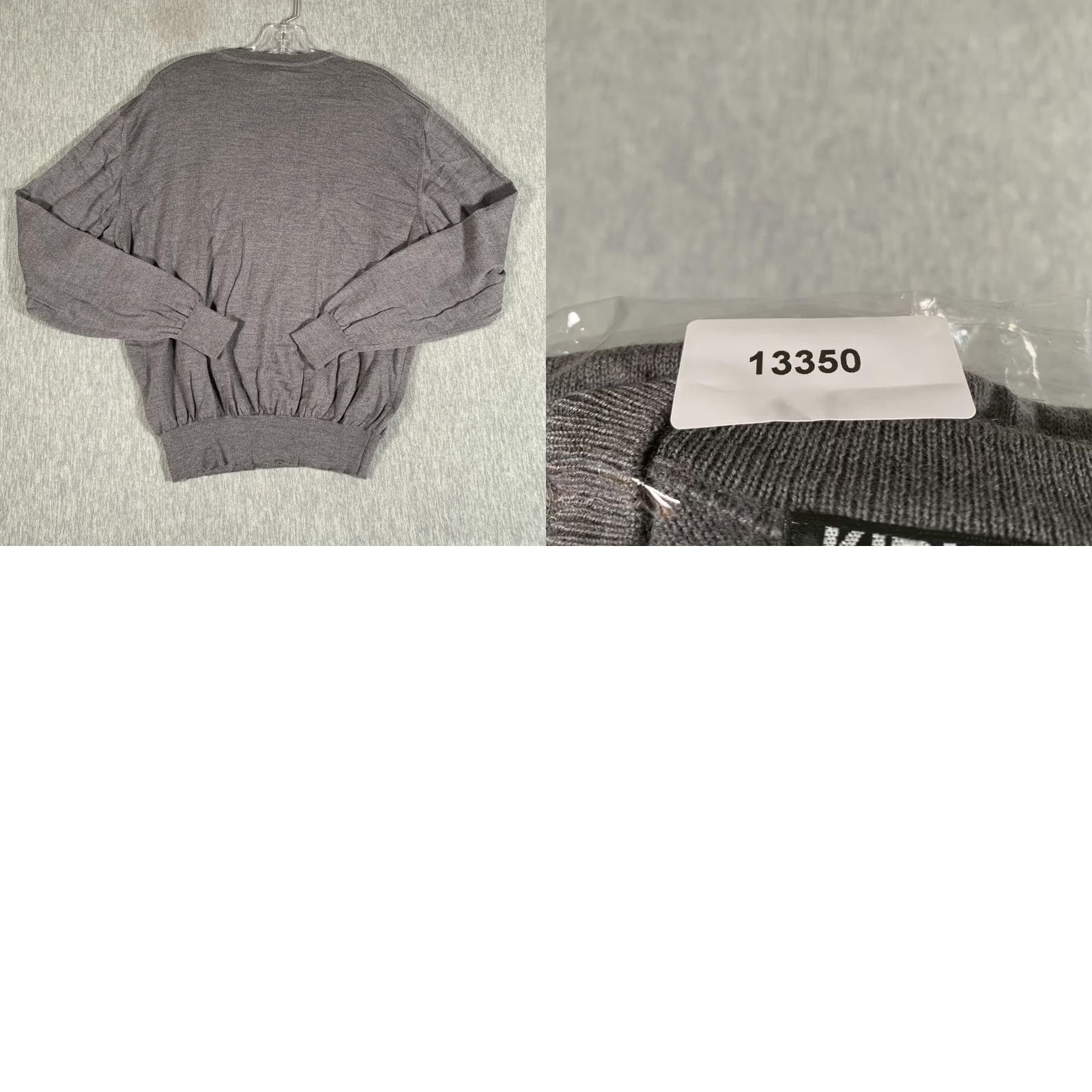 Vintage Kirkland Signature Sweater Mens Medium Gray V-Neck Pullover 100% Merino Wool Knit Slim Ribbed Cuffs Hem Boys? Size US M / EU 48-50 / 2 - 8 Thumbnail