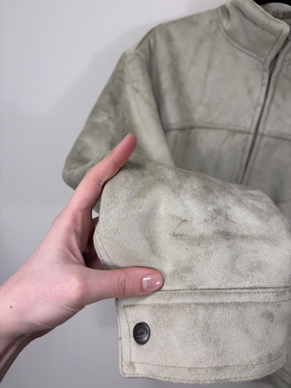 Quiksilver Vintage Quiksilver Men’s Pale Green Sheepskin Jacket Coat Size US L / EU 52-54 / 3 - 11 Thumbnail