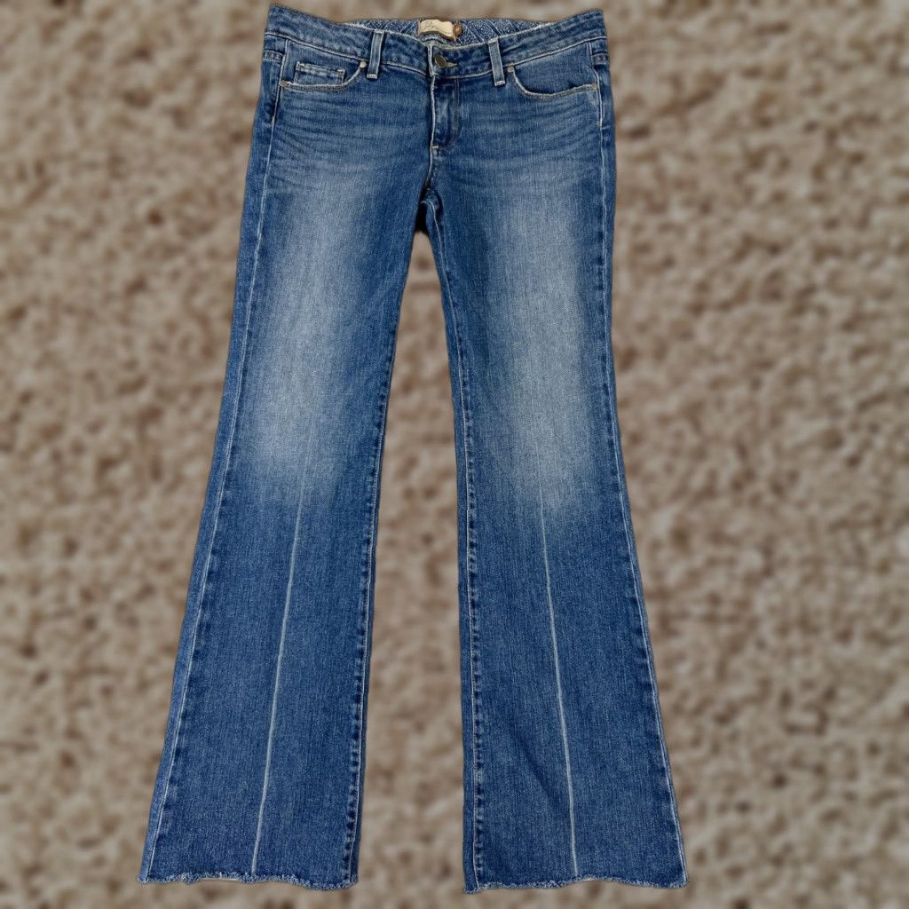 Paige Paige Jeans Women 31 Blue Denim Bootcut Low Rise Laurel Canyon Embellished Embroidered Size 24" / US 00 / IT 34 - 1 Thumbnail