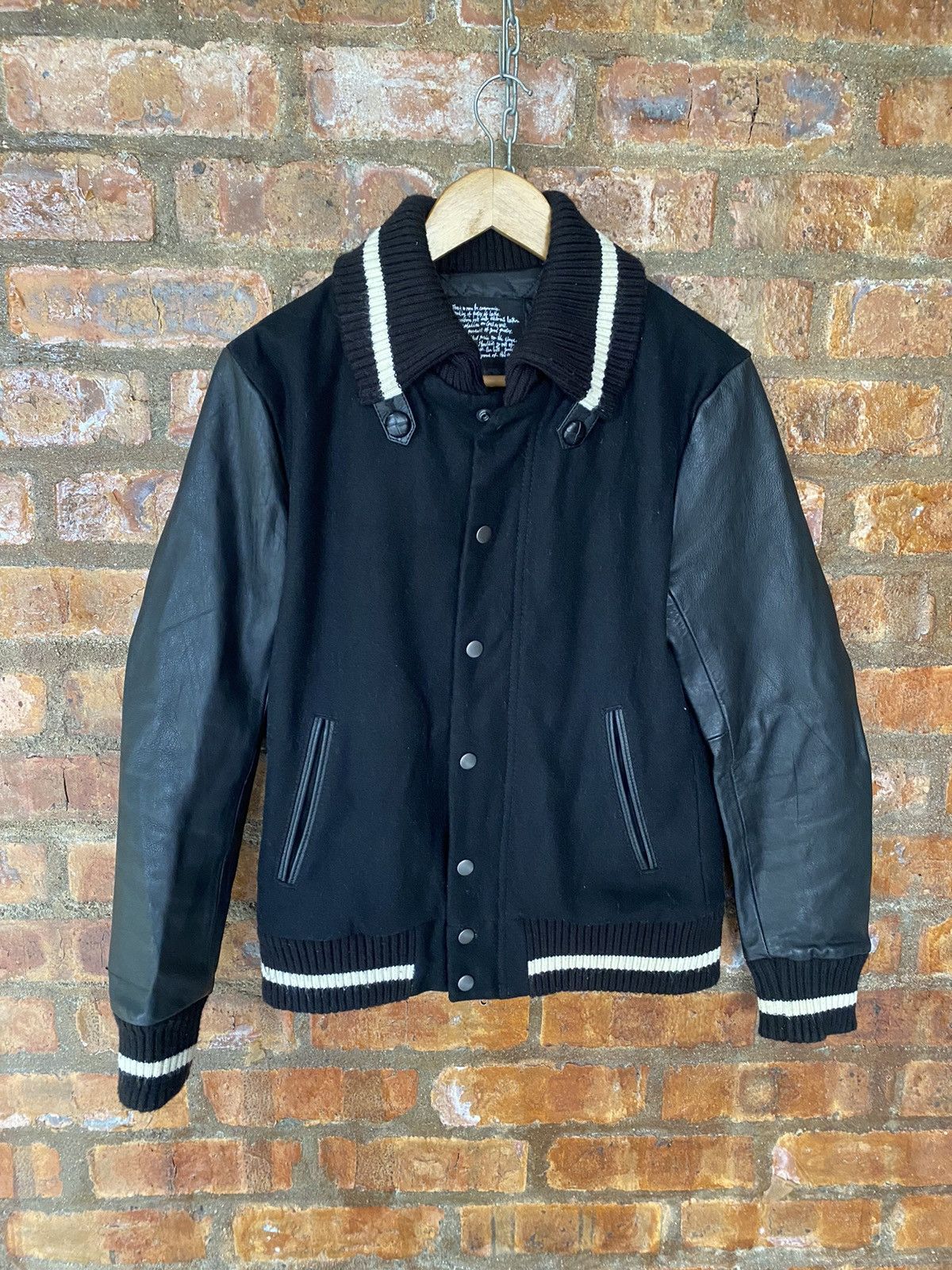 NANO universe Iconic Nano Universe Black Leather varsity Jacket Size US M / EU 48-50 / 2 - 2 Thumbnail