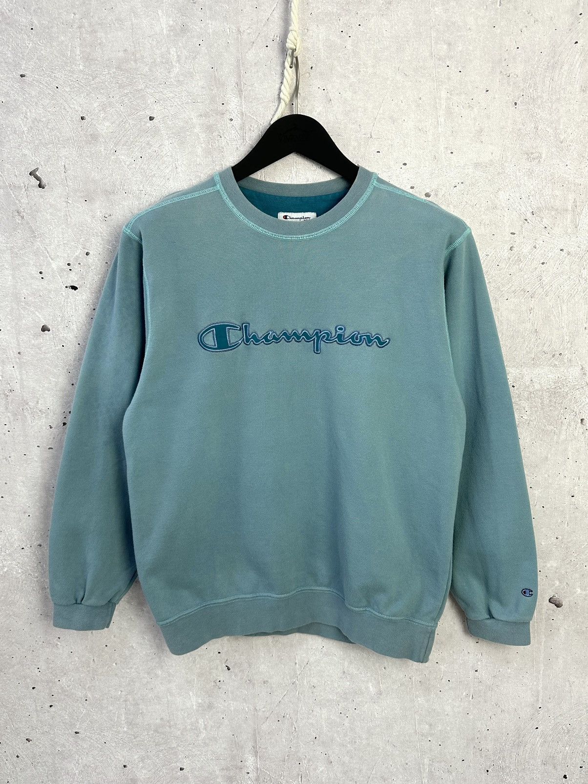 Champion × Vintage Vintage Y2K Champion Blue Cotton Sweatshirt Size US S / EU 44-46 / 1 - 1 Thumbnail