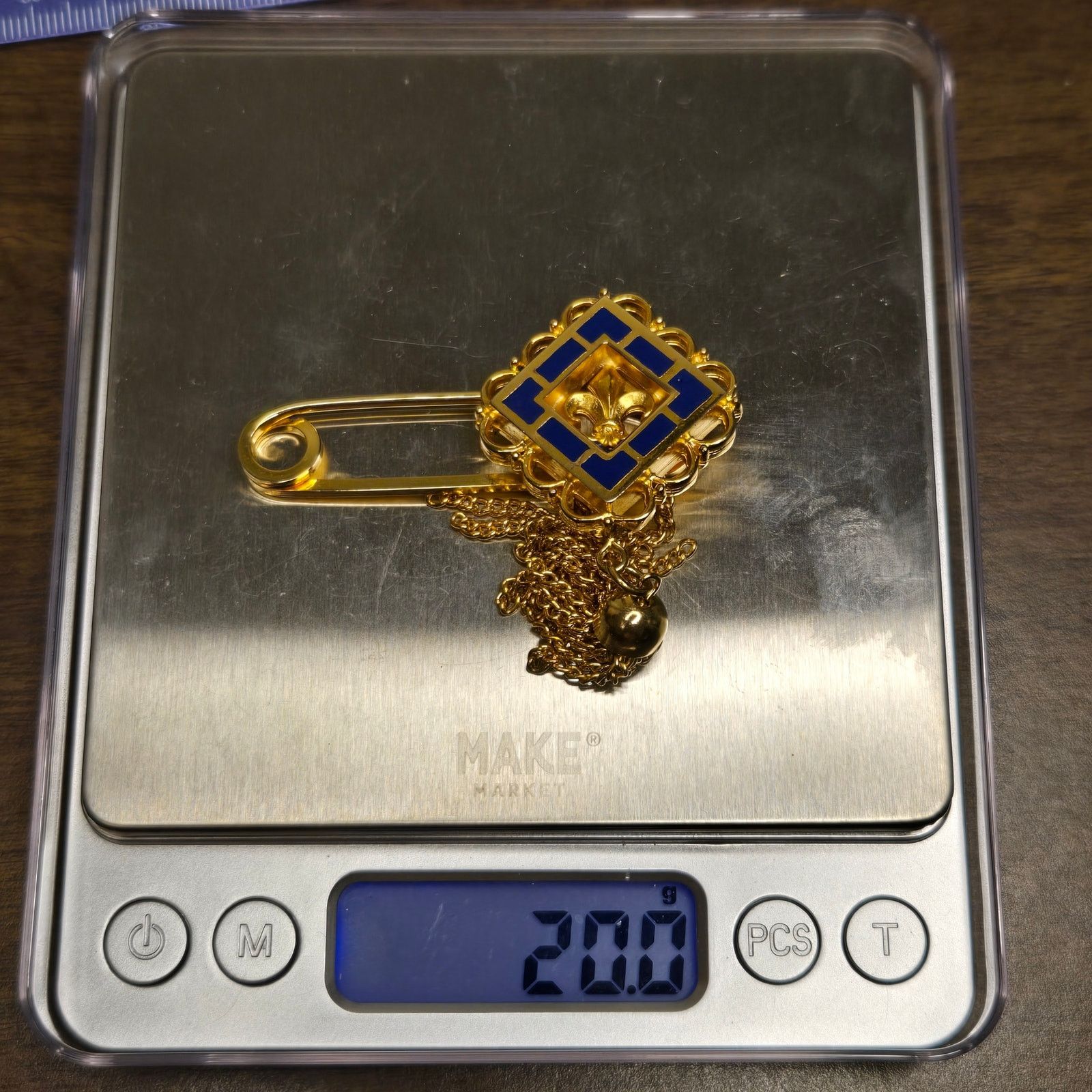 Vintage Vintage Victorian Style Gold Tone Blue Enamel Fleur de Lis Size ONE SIZE - 7 Thumbnail