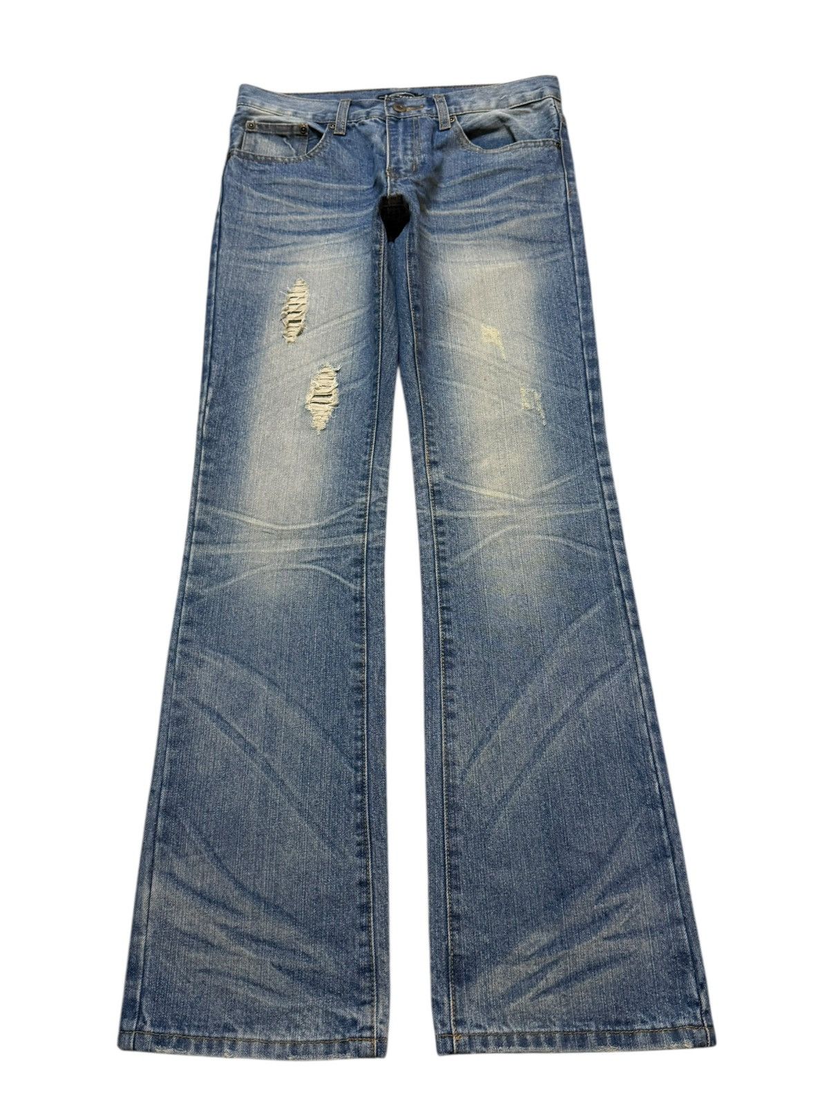 If Six Was Nine Vintage Y2K Japanese Faded Clawmark Whisker Wide Leg Flare Size US 30 / EU 46 - 1 Thumbnail