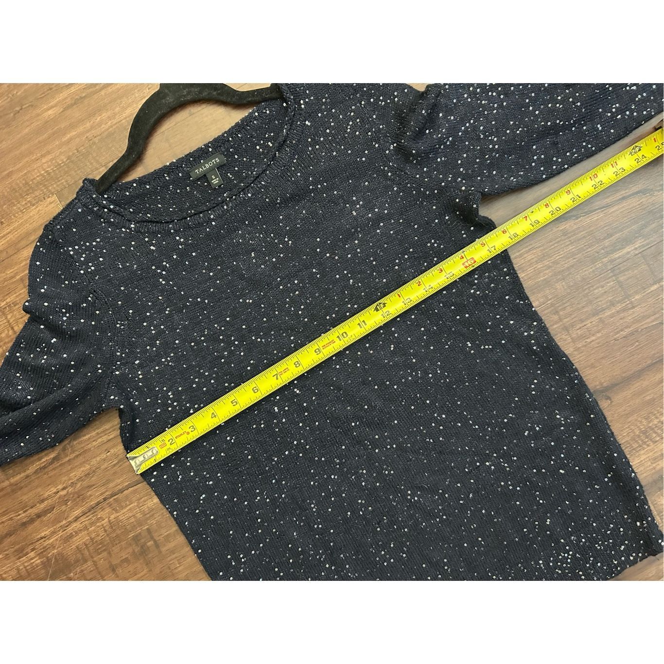 Robert Talbott Talbots Navy Blue Sequin Knit Holiday Sweater, Size Small Size S / US 4 / IT 40 - 4 Thumbnail