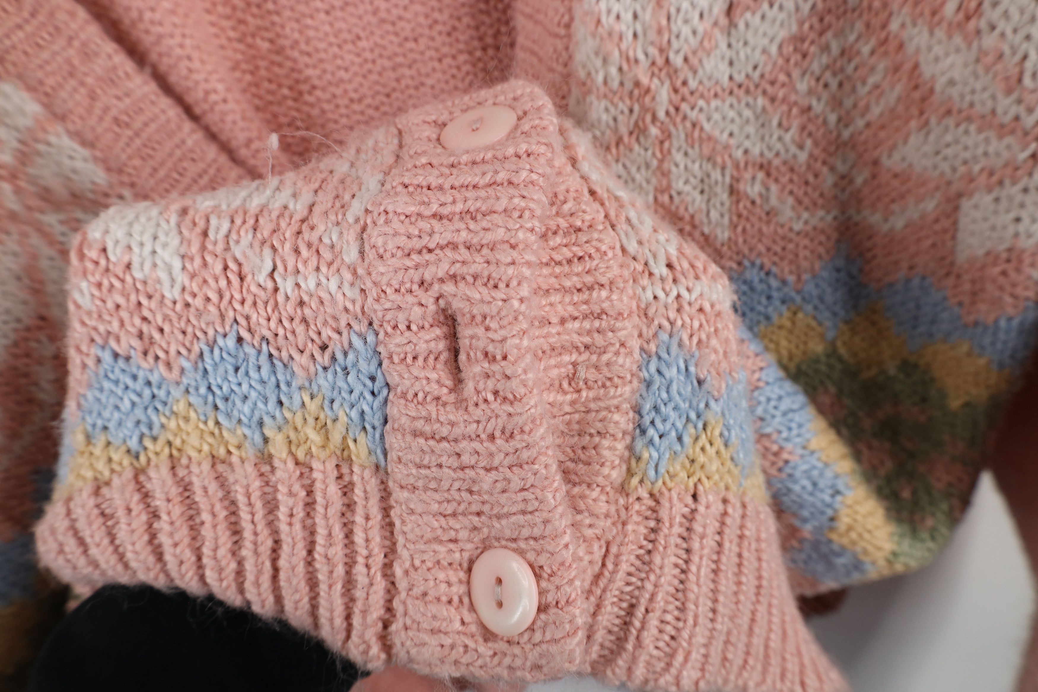Vintage Vintage 90s Blend Pastel Fair Isle Knit Cardigan Sweater Size XXL / US 16-18 / IT 52-54 - 4 Thumbnail