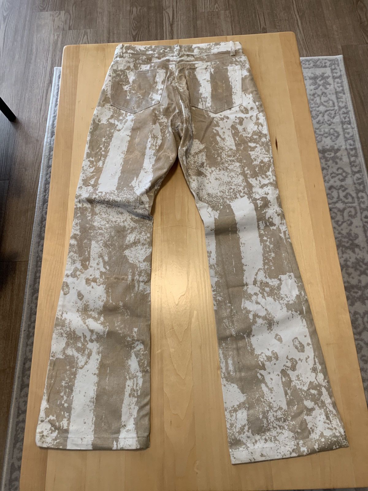 Japanese Brand Yoshiyuki Konishi Ficce Waxed and Painted Bootcut Jeans Size US 28 / EU 44 - 2 Thumbnail