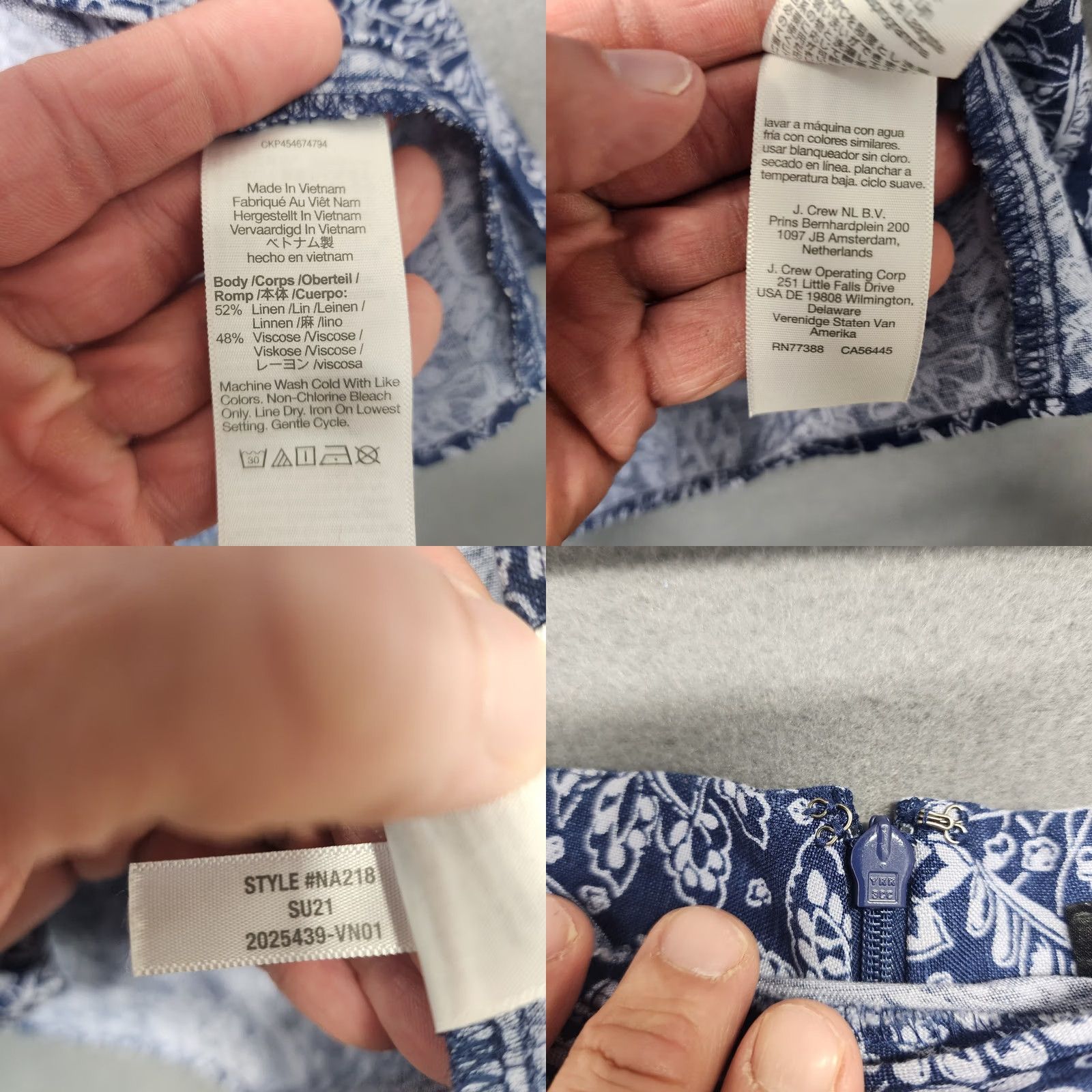Madewell Madewell Skirt Womens 4 Midi Floral Blue Zip Up Knee Length Side Slit Casual Size 27" / US 4 / IT 40 - 8 Thumbnail