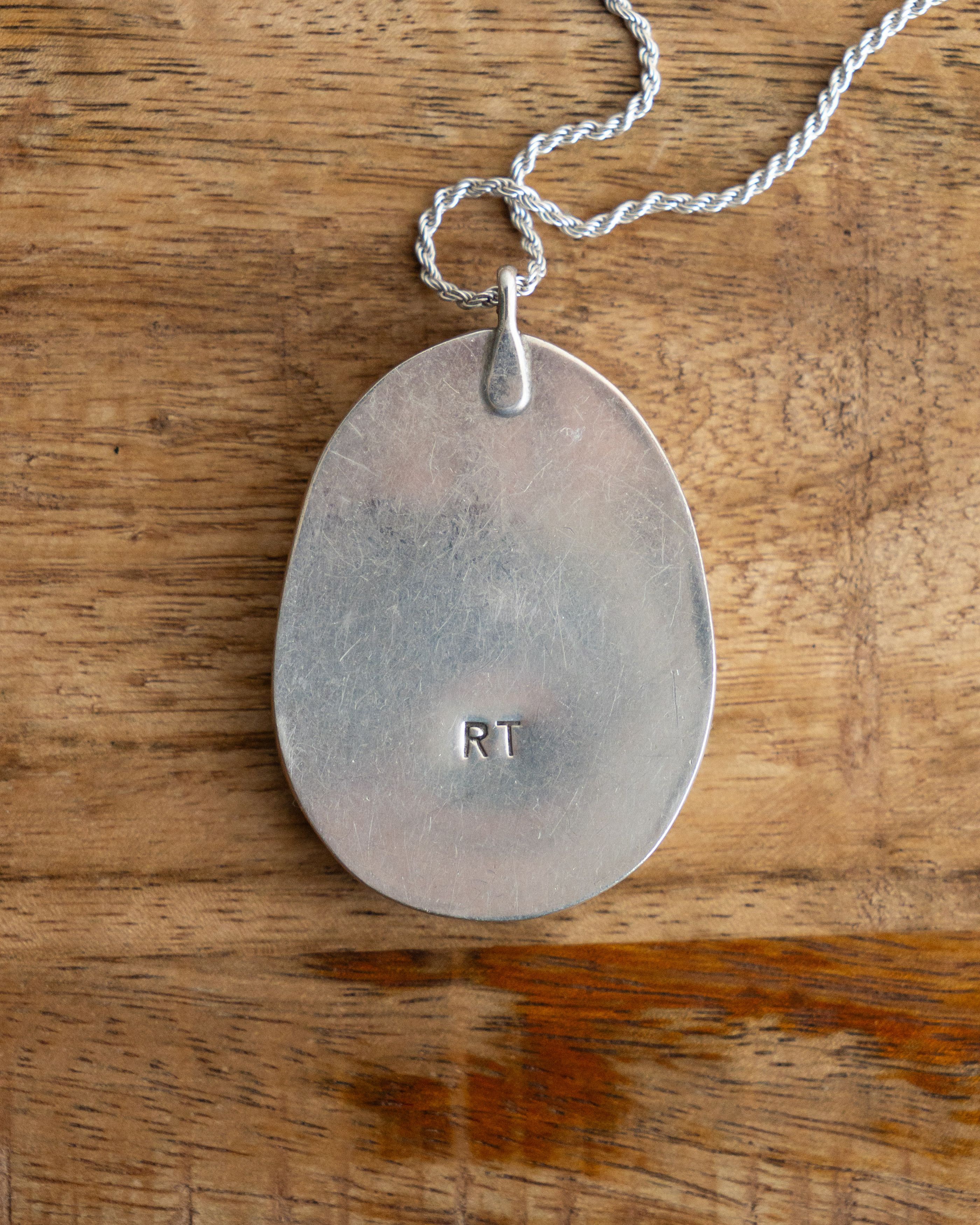 Jewelry Vintage Native American Sterling Silver Necklace Stone Inlay Size ONE SIZE - 2 Thumbnail