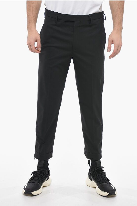 image of Neil Barrett Slim Fit Jamie Chinos Pants With Ankle Zips in Black, Men's (Size 32)