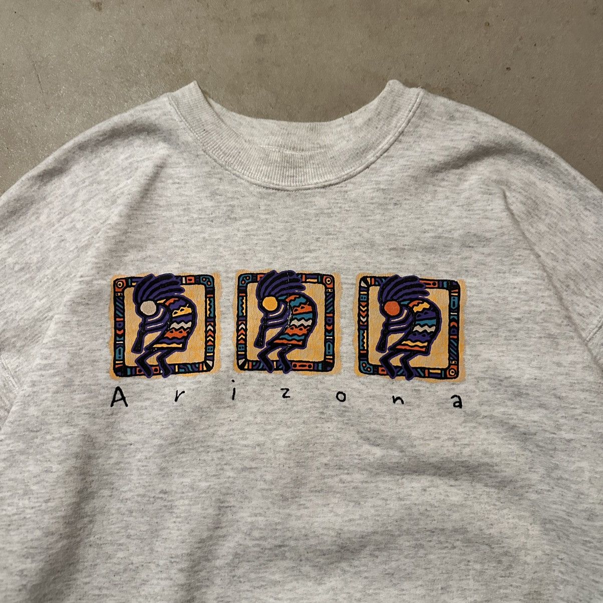 Hanes Vintage 90s Arizona Aztec Pattern Western Native Crewneck Size US L / EU 52-54 / 3 - 3 Thumbnail