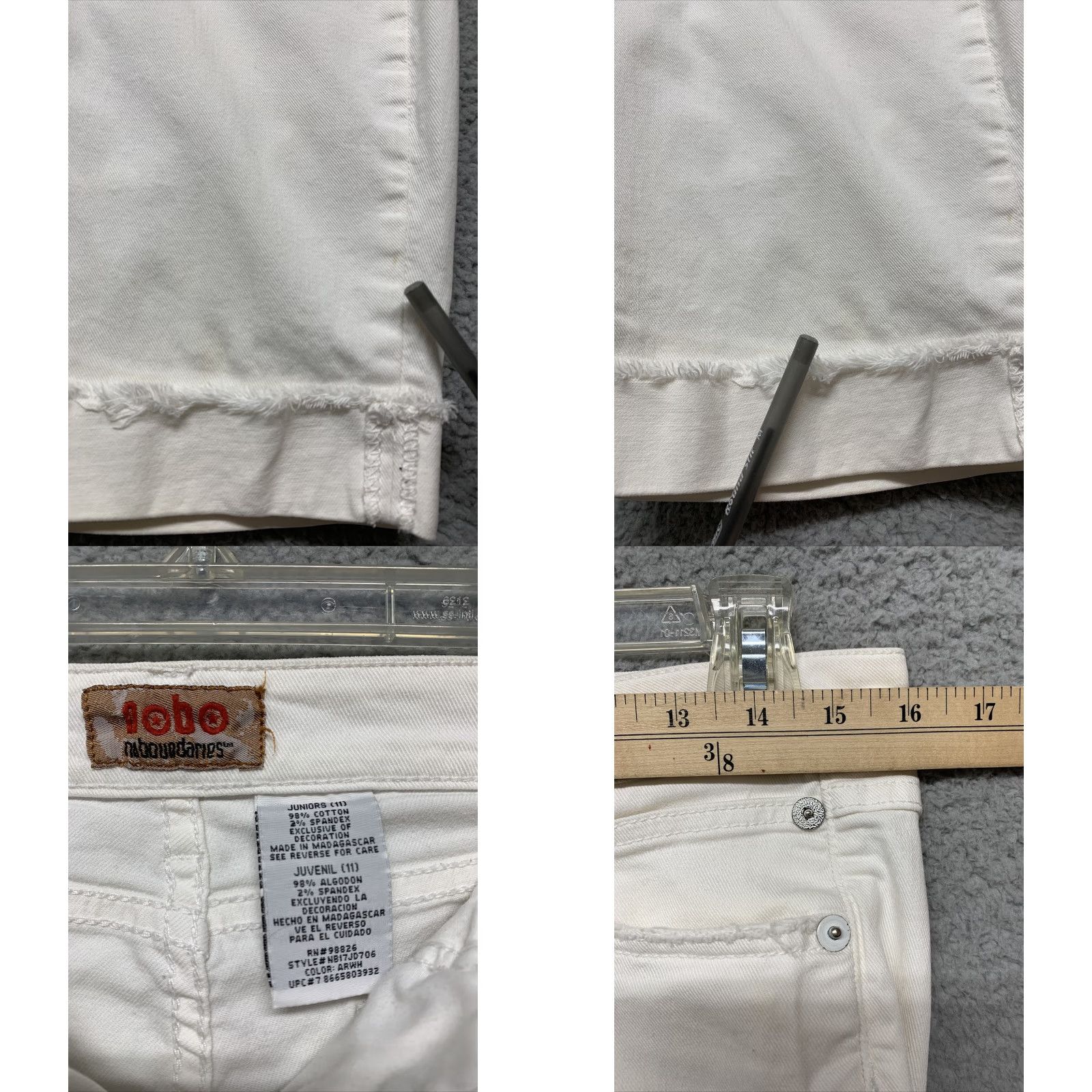 Vintage Nobo Shorts Women's/Junior’s Size 11 White 6 Pockets Gold Stitching-Back Pockets Shirt Size 32" / US 10 / IT 46 - 8 Thumbnail