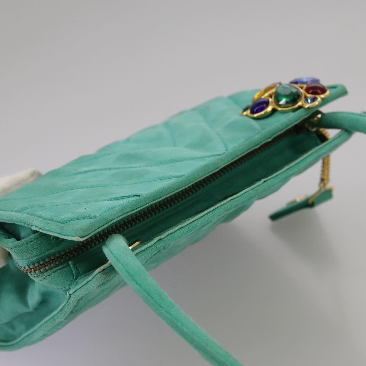 Chanel CHANEL V Stitch Shoulder Bag Nylon Green Gold CC Size ONE SIZE - 6 Thumbnail