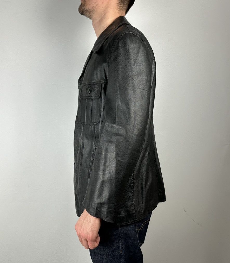 Genuine Leather × Vintage Vintage 90s Genuine Leather Blazer Jacket Size L Size US L / EU 52-54 / 3 - 3 Thumbnail