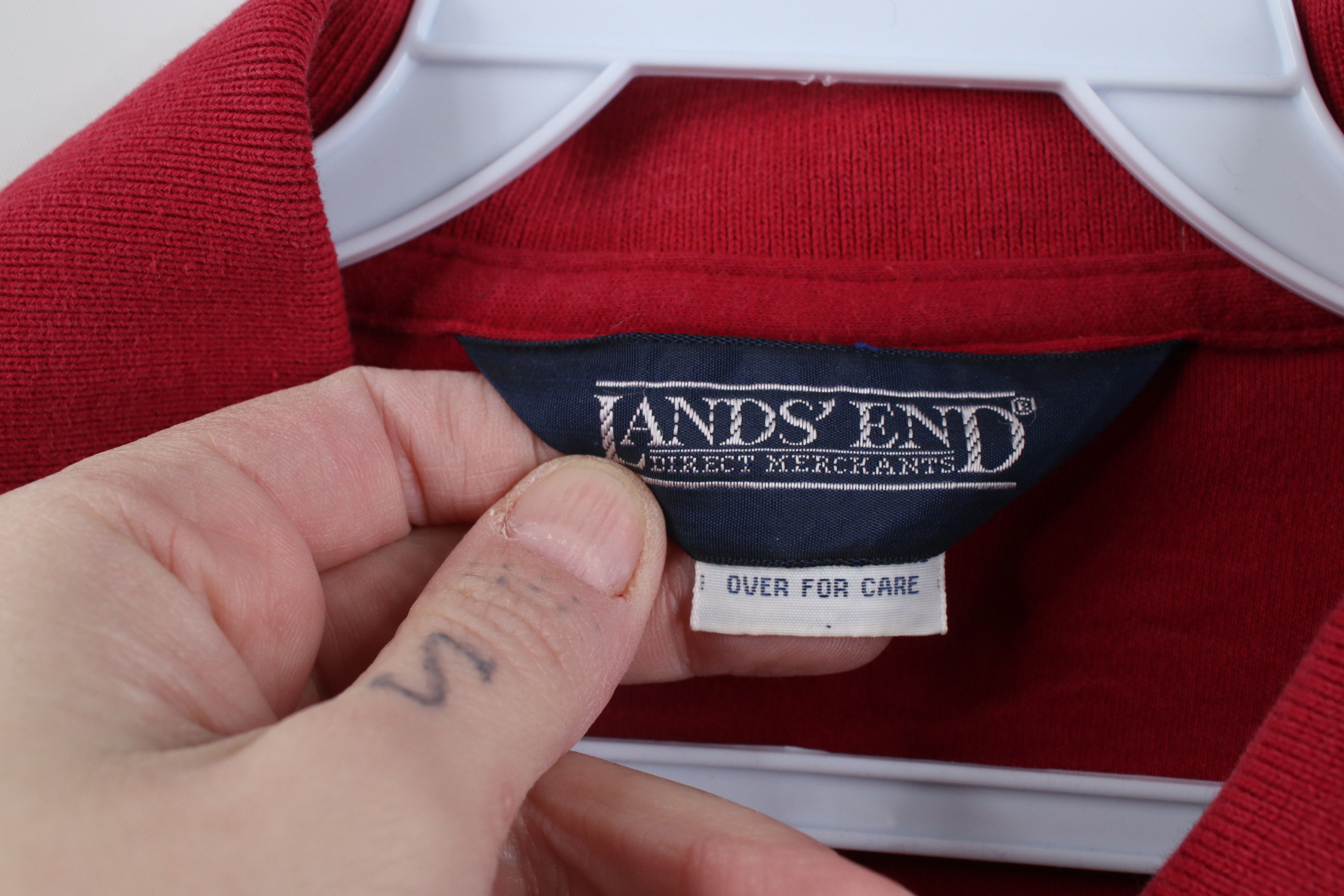 Lands' End Vintage 90s Lands End Soft Cotton Long Sleeve Polo Shirt Red Size US L / EU 52-54 / 3 - 9 Thumbnail