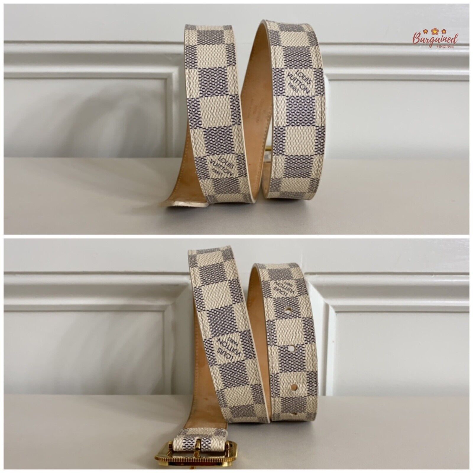 Louis Vuitton Louis Vuitton Damier Azur Canvas Leather Tresor Belt Size 28 - 5 Thumbnail