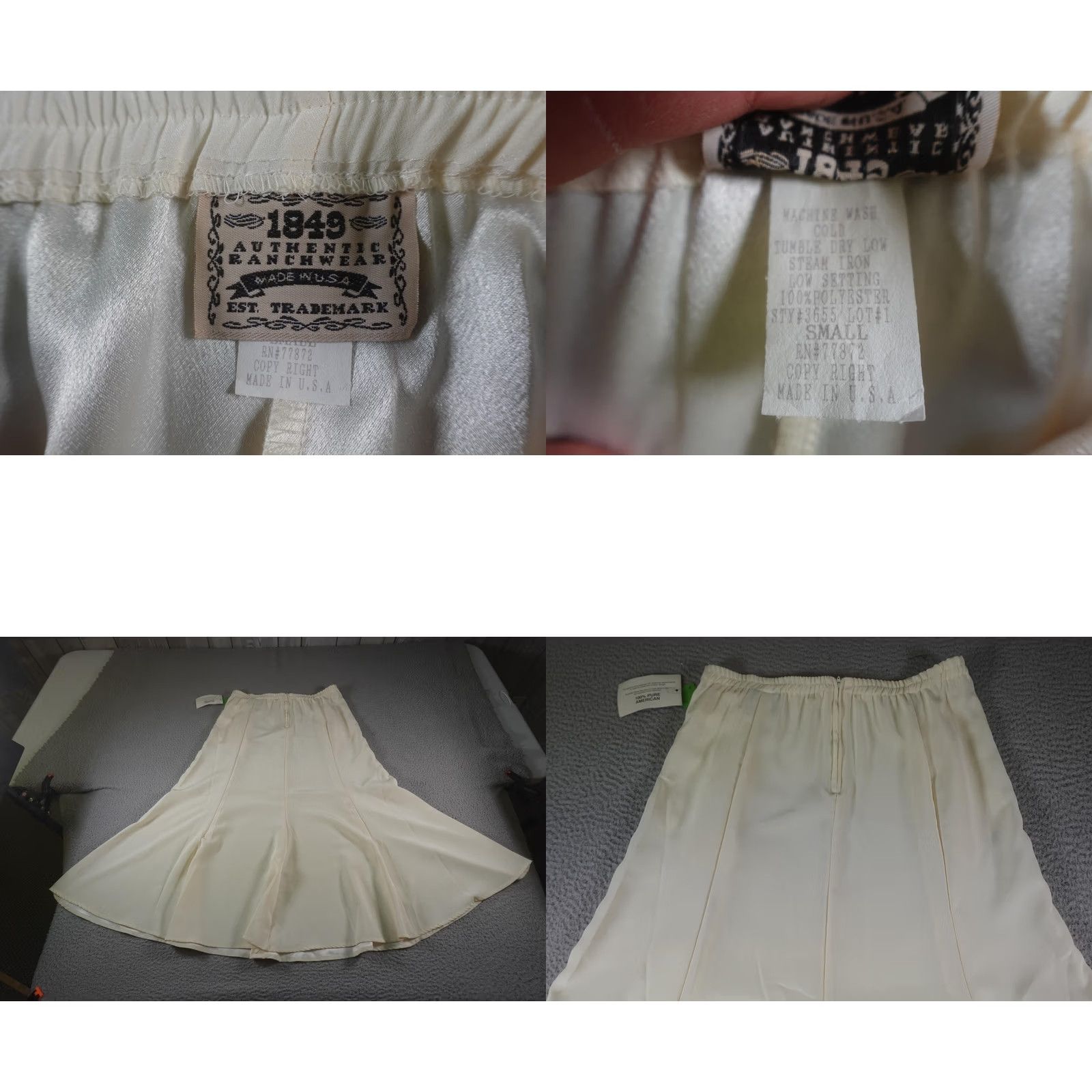 DANCER VINTAGE Western Skirt Womens Small White Cowgirl 90s Rodeo Square Dance Show USA 1849 Authentic Ranchwear Flare Long Lined Elastic Zip Womens Size 28" / US 6 / IT 42 - 9 Thumbnail