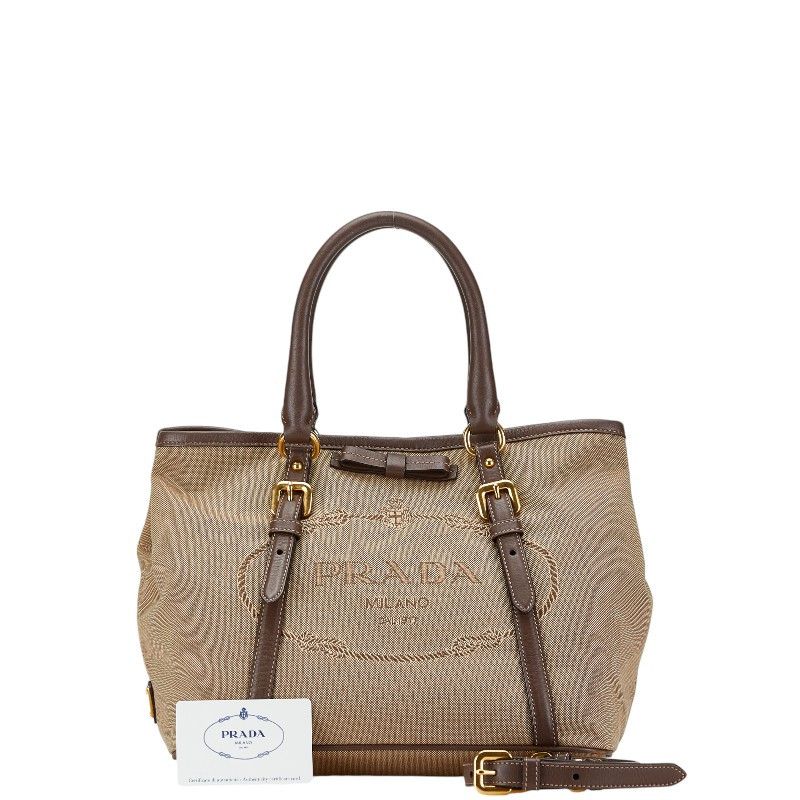 Prada Prada Prada Canvas Leather 2WAY Handbag Shoulder Bag Canvas Handbag in Very Good Condition Size ONE SIZE - 1 Thumbnail