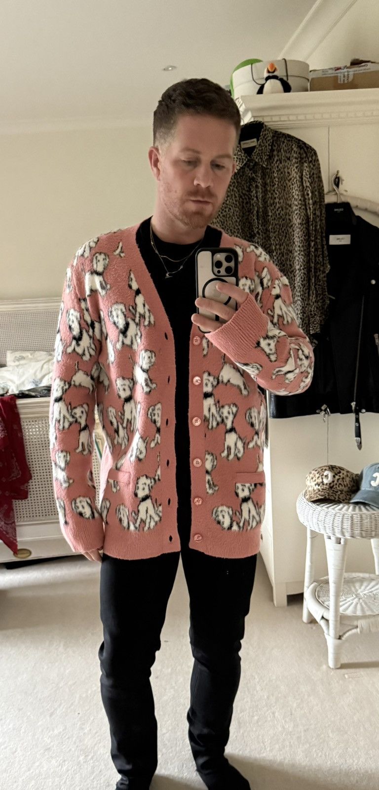 Celine SS22 Celine cosmic cruiser pink puppy cardigan Hedi XL Size US XL / EU 56 / 4 - 4 Thumbnail