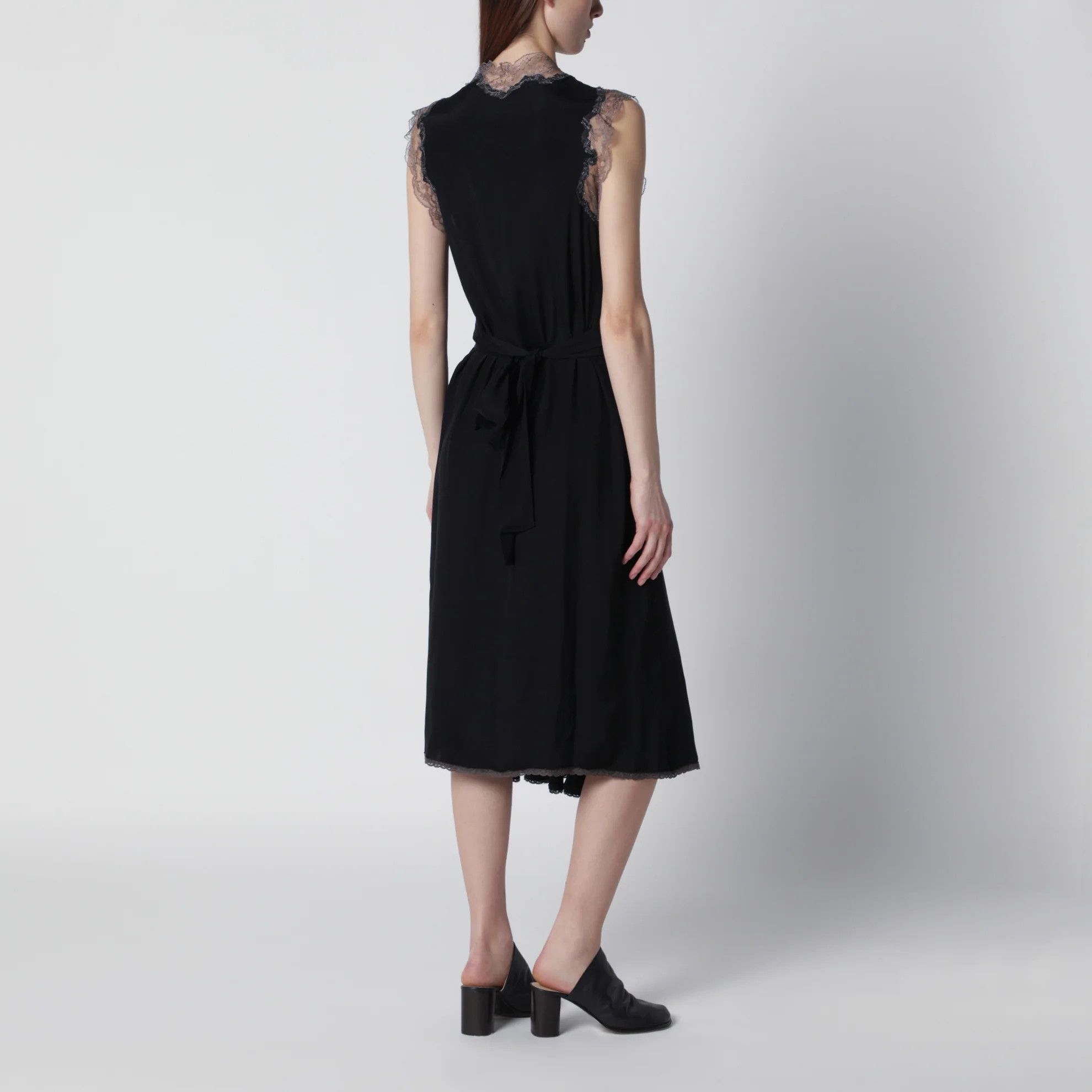 Maison Margiela o1d2blof0426 Silk Midi Dress in Black Size M / US 6-8 / IT 42-44 - 3 Thumbnail
