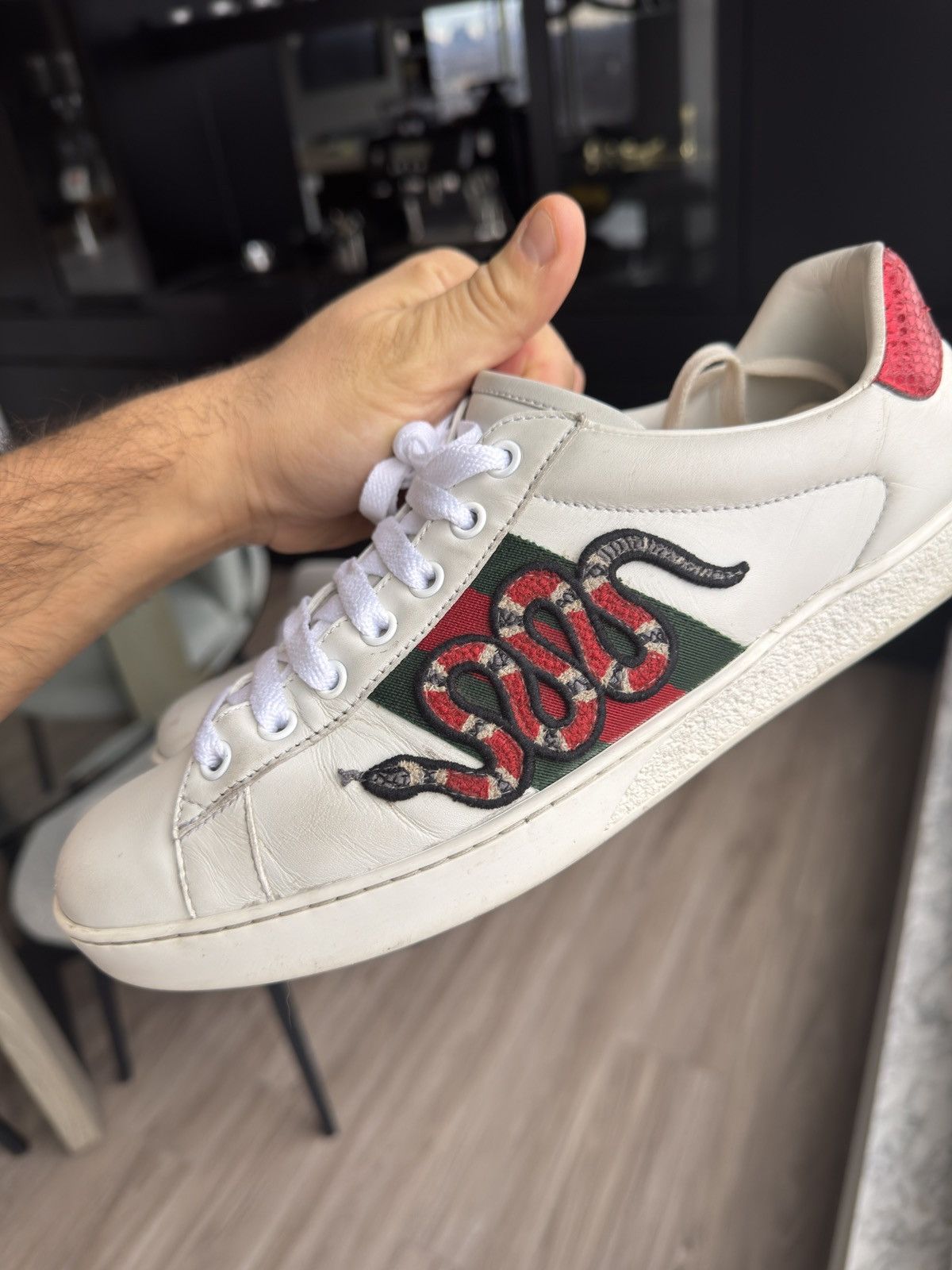 Gucci Ace Snake Sneaker White Size US 7 / EU 40 - 13 Thumbnail
