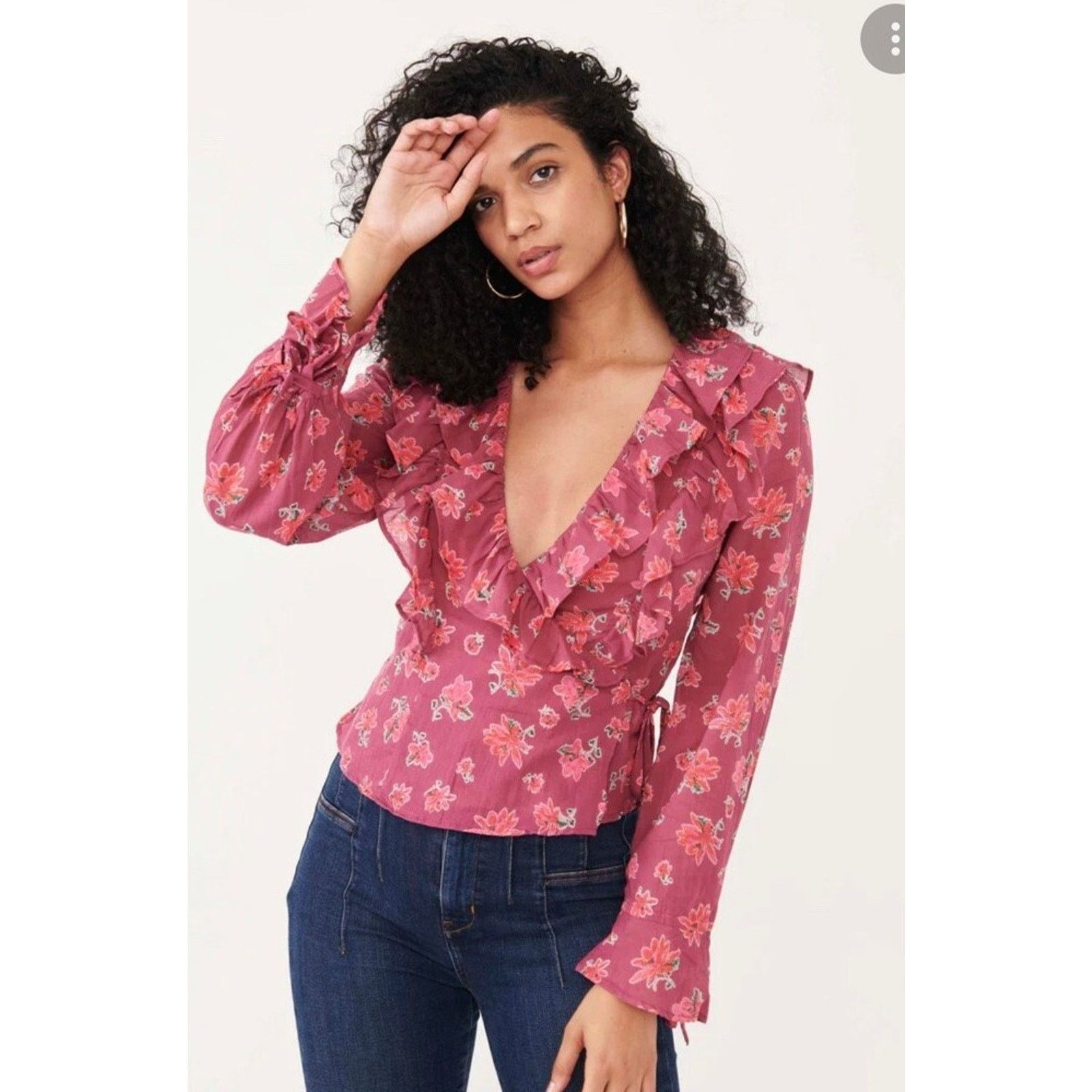Free People Free People Amanda Women Wrap Top Sultry Comb Size M A002072 Size M / US 6-8 / IT 42-44 - 5 Thumbnail