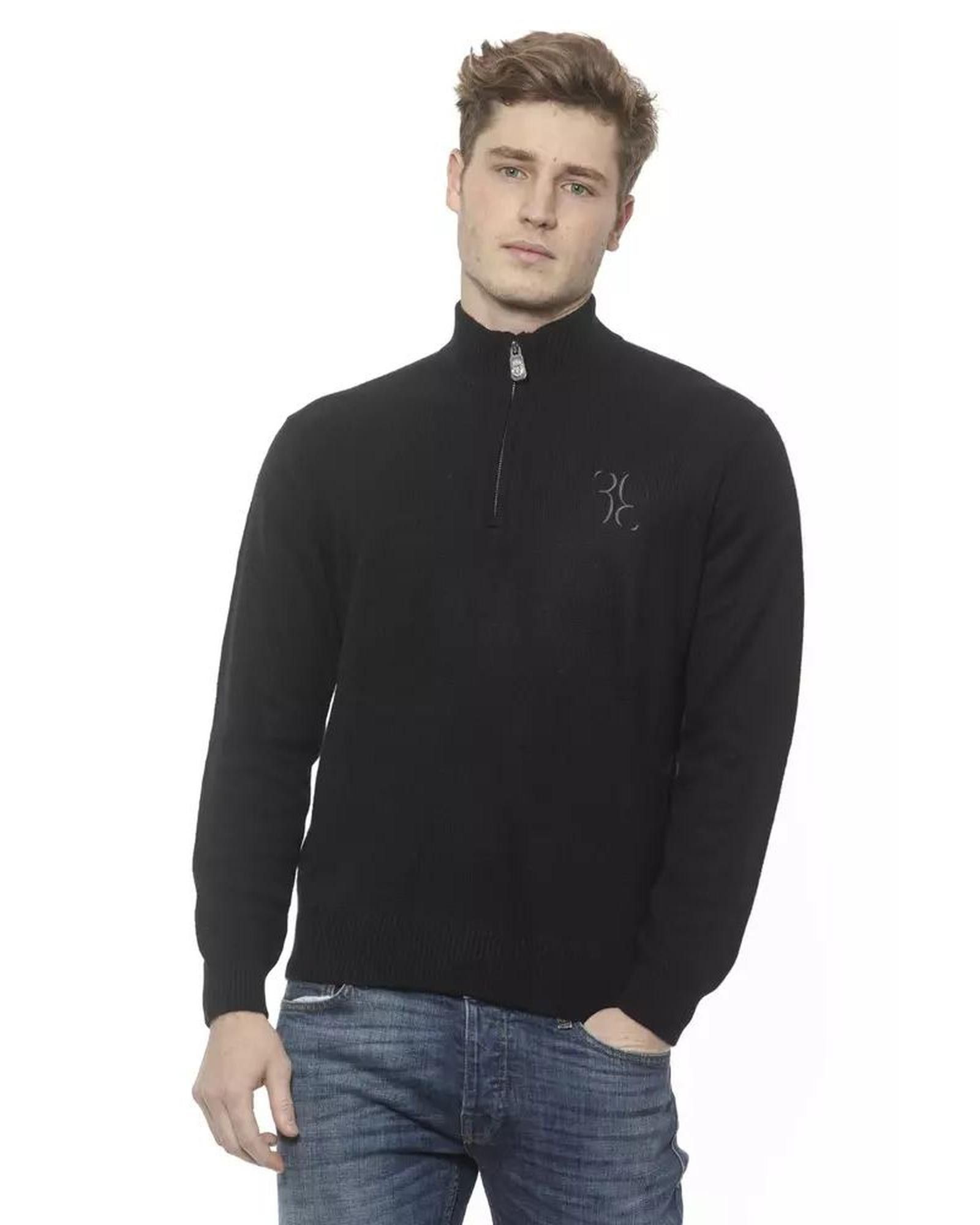 Image of Billionaire Couture Embroidered Cashmere Cardigan With Zip Closure in Black, Men's (Size 2XL)