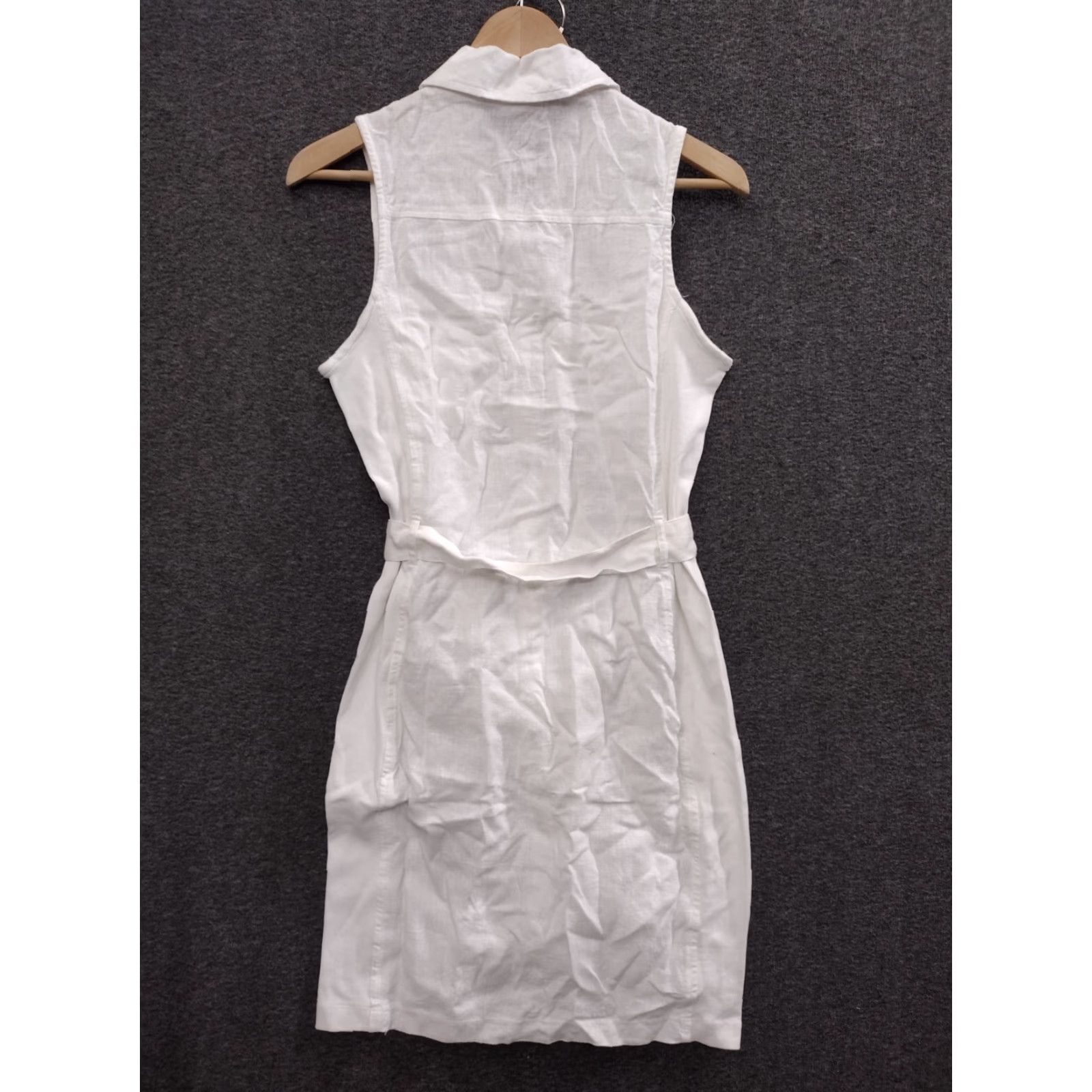 Guess Guess Shirt Dress Women's White Linen Belted Logo Buttons Collared Button Down Size M Size M / US 6-8 / IT 42-44 - 2 Thumbnail