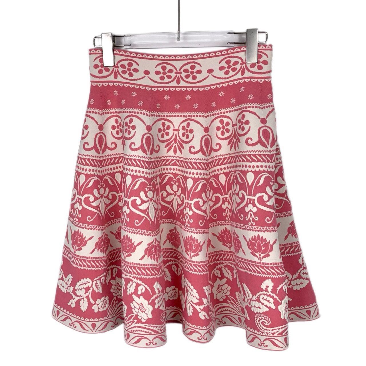 Alexander McQueen Alexander Mcqueen Pink & Cream Floral Print Knit Skirt M Siz Size 27" / US 4 / IT 40 - 8 Thumbnail